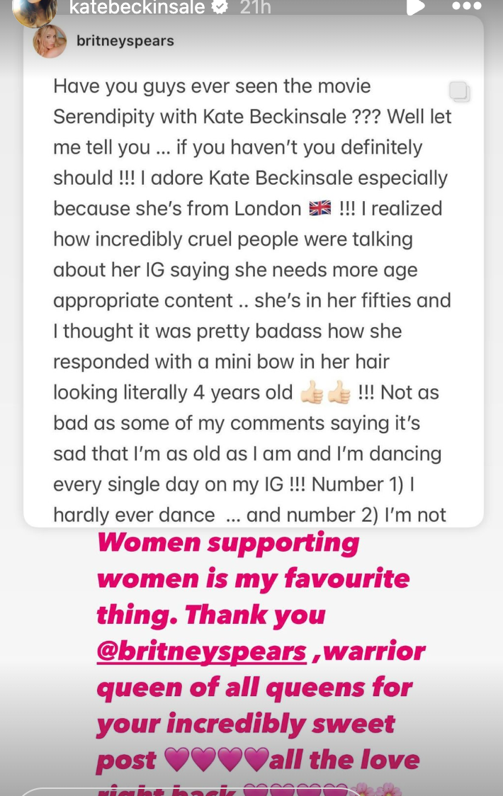 Kate Beckinsale thanks Britney Spears for defending her against ageist comments