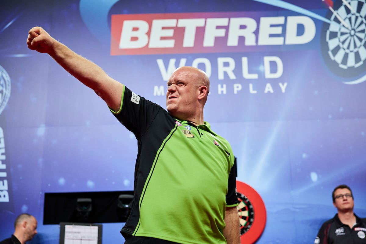 Michael van Gerwen is into the semi-final (Mark Robinson/PDC/PA)