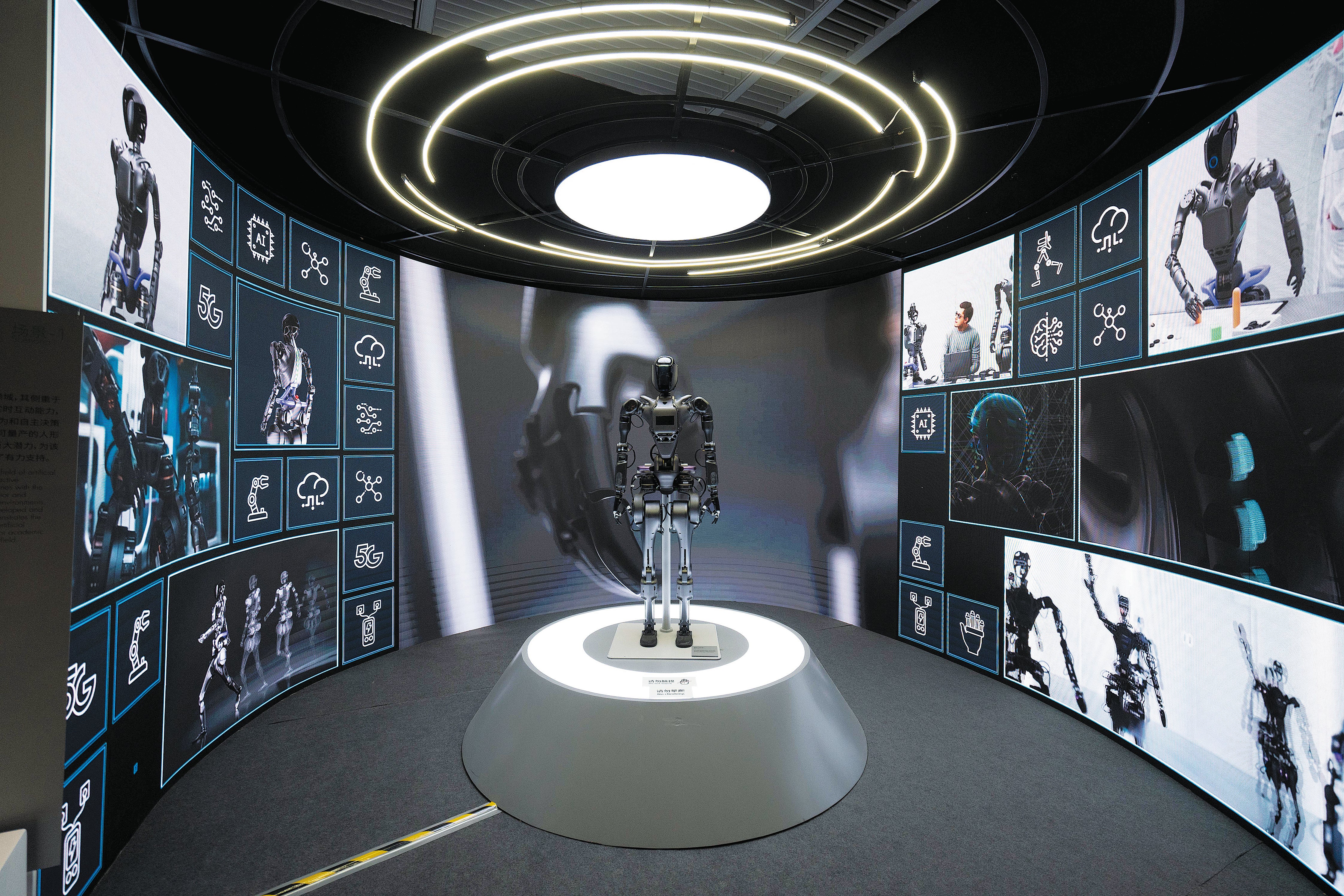 A mass-producible humanoid robot demonstrates the immense potential of the development of artificial intelligence at an exhibition at the National Museum of China in Beijing