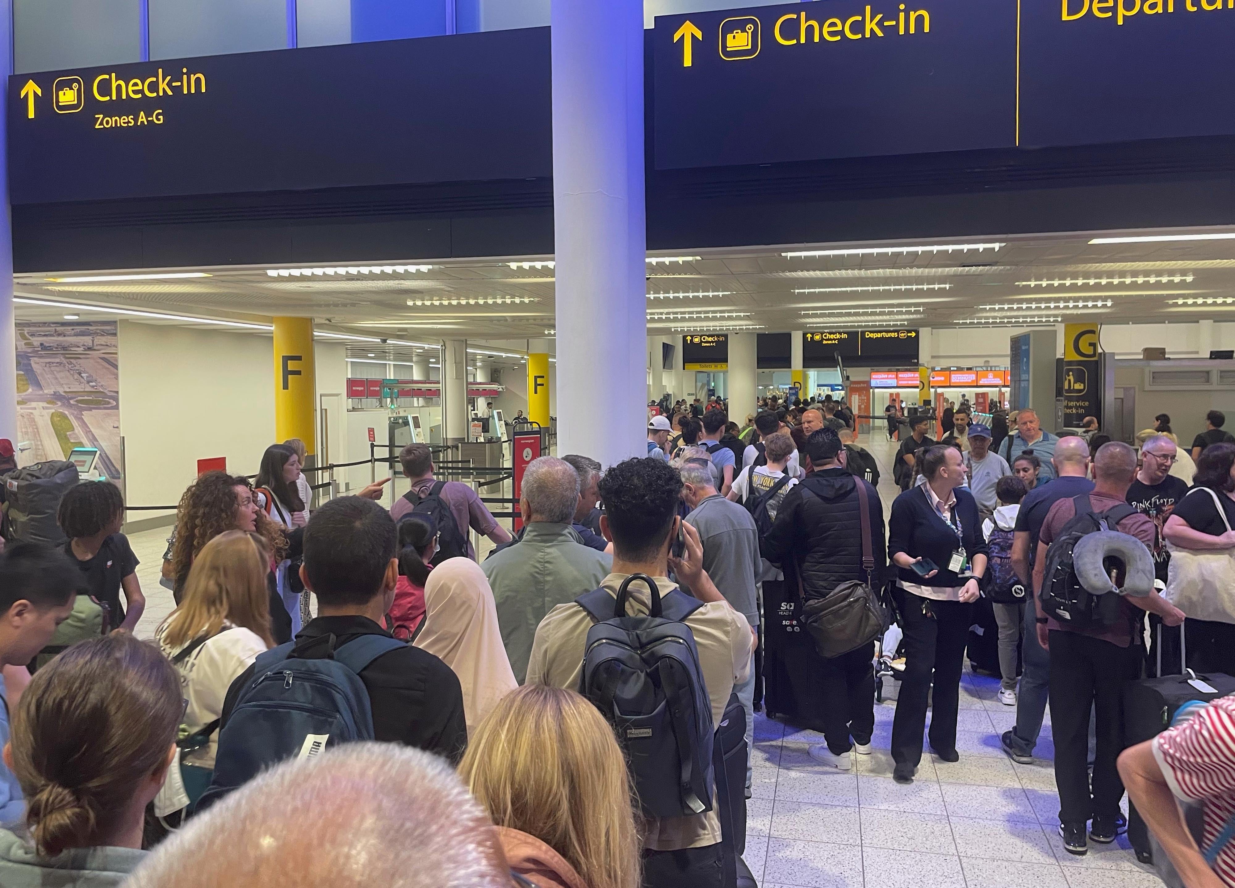 Passengers at Gatwick airport at the weekend