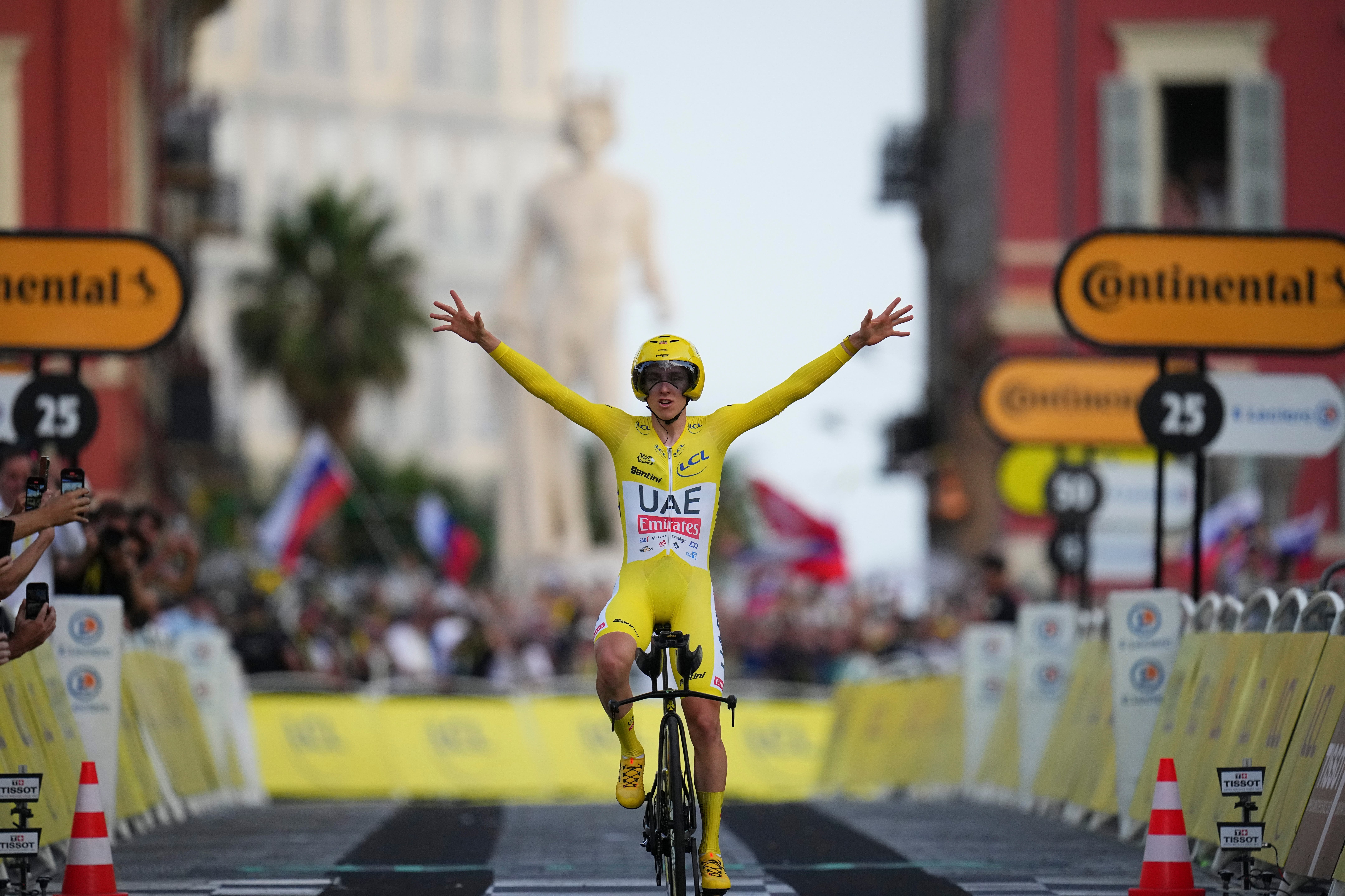 Tadej Pogacar is bidding to defend the yellow jersey (Daniel Cole/AP)