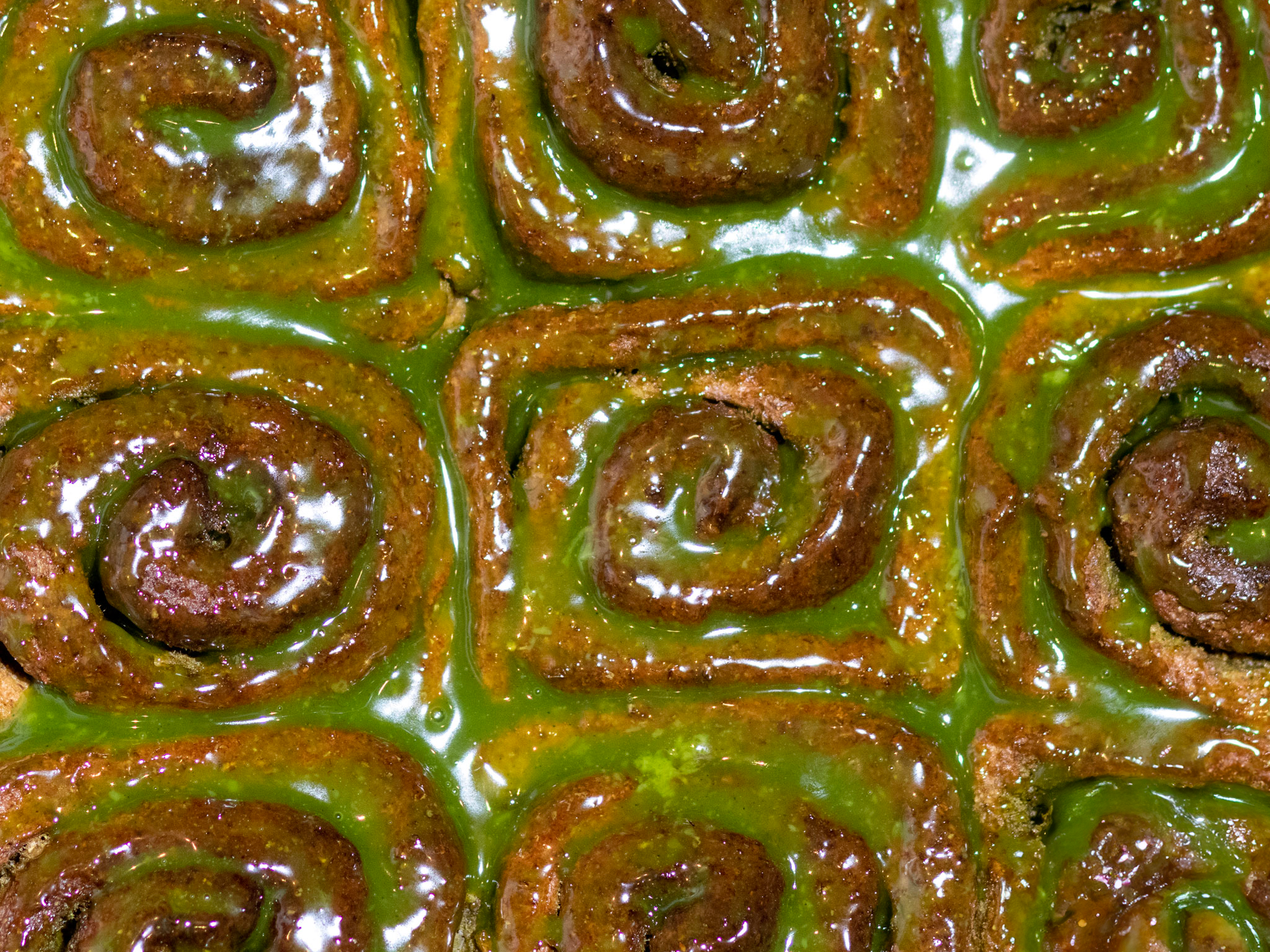 Soft, fluffy vegan cinnamon buns infused with a hint of matcha for a green twist on a classic favourite