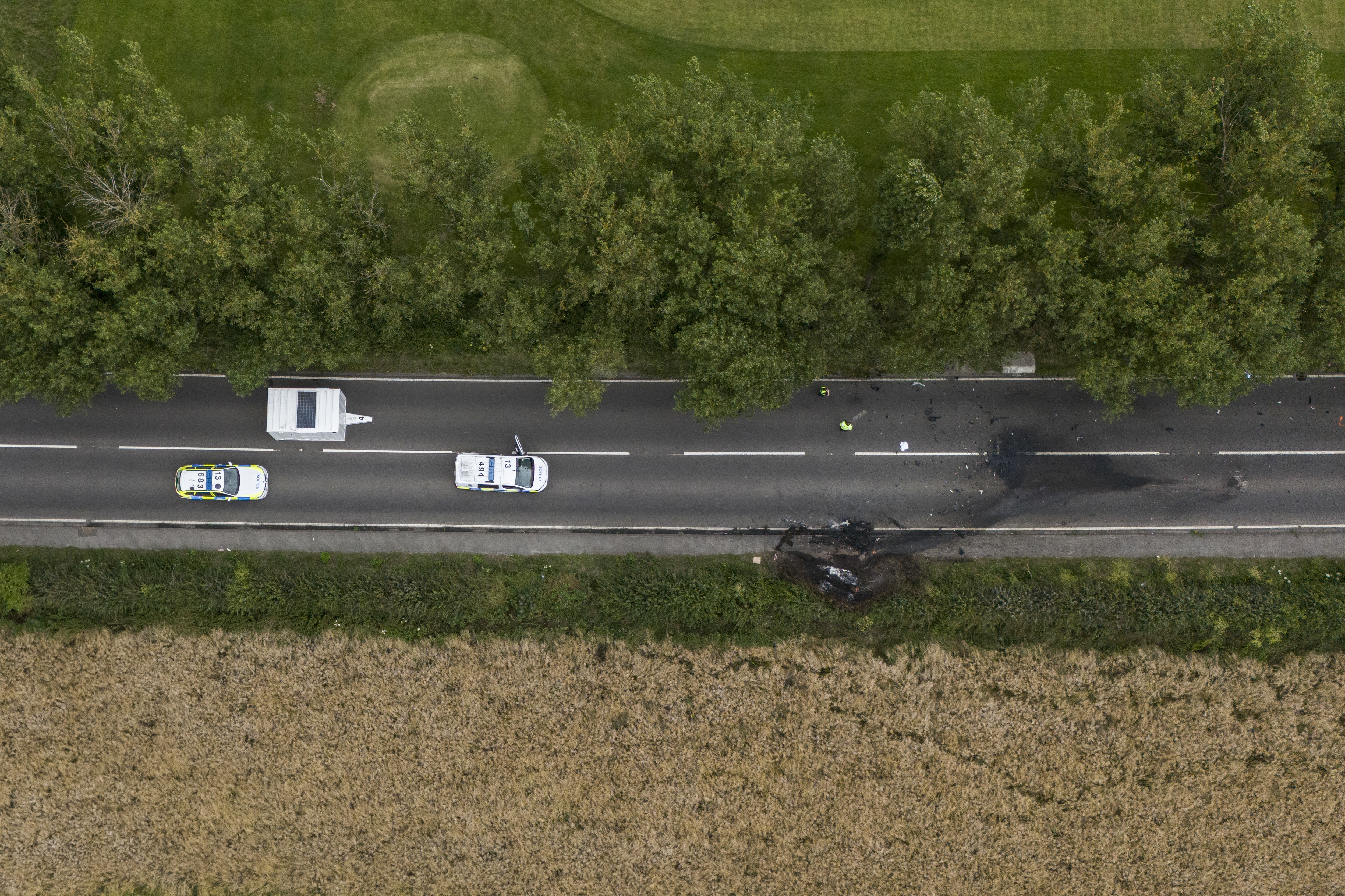 The scene on the A61 in Wakefield following the collision in which four adults and two children died