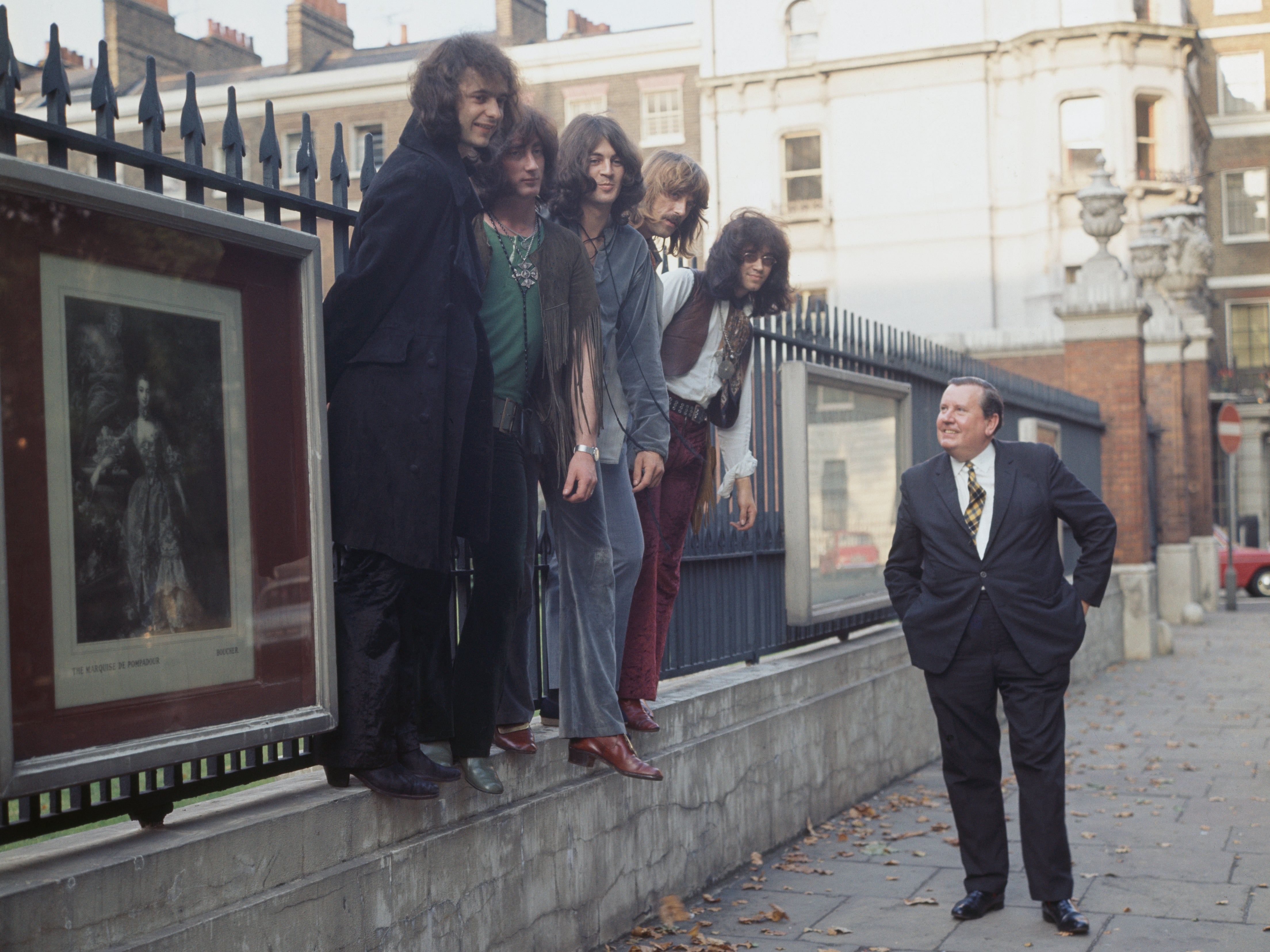 Deep Purple with English composer Malcolm Arnold (right) in London in 1969