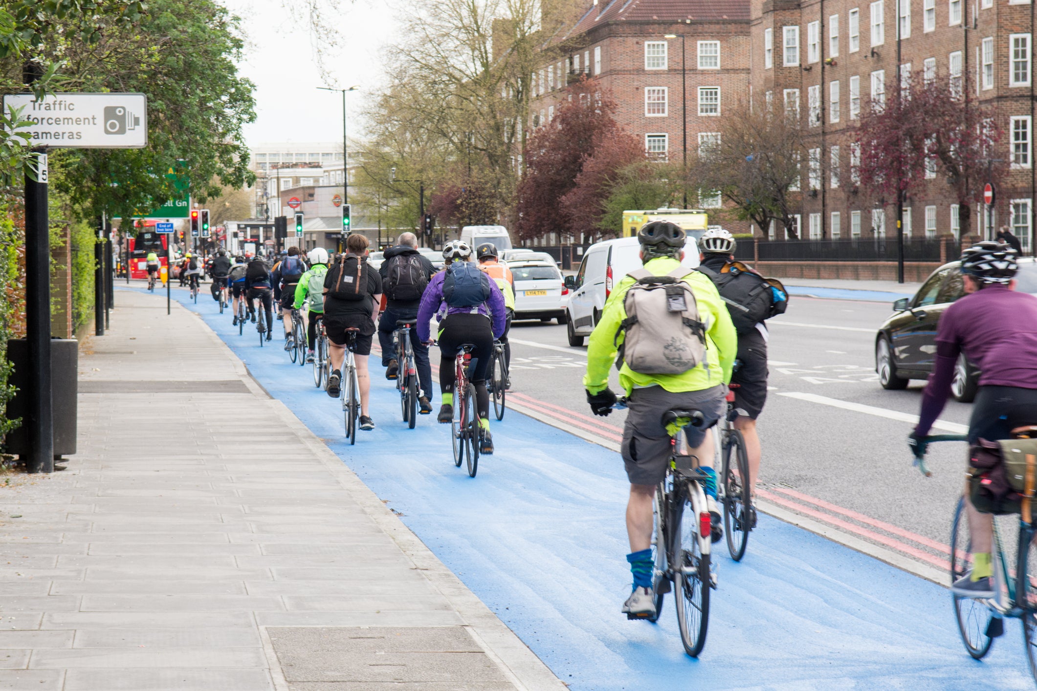 Cyclists on the Superhighway in London