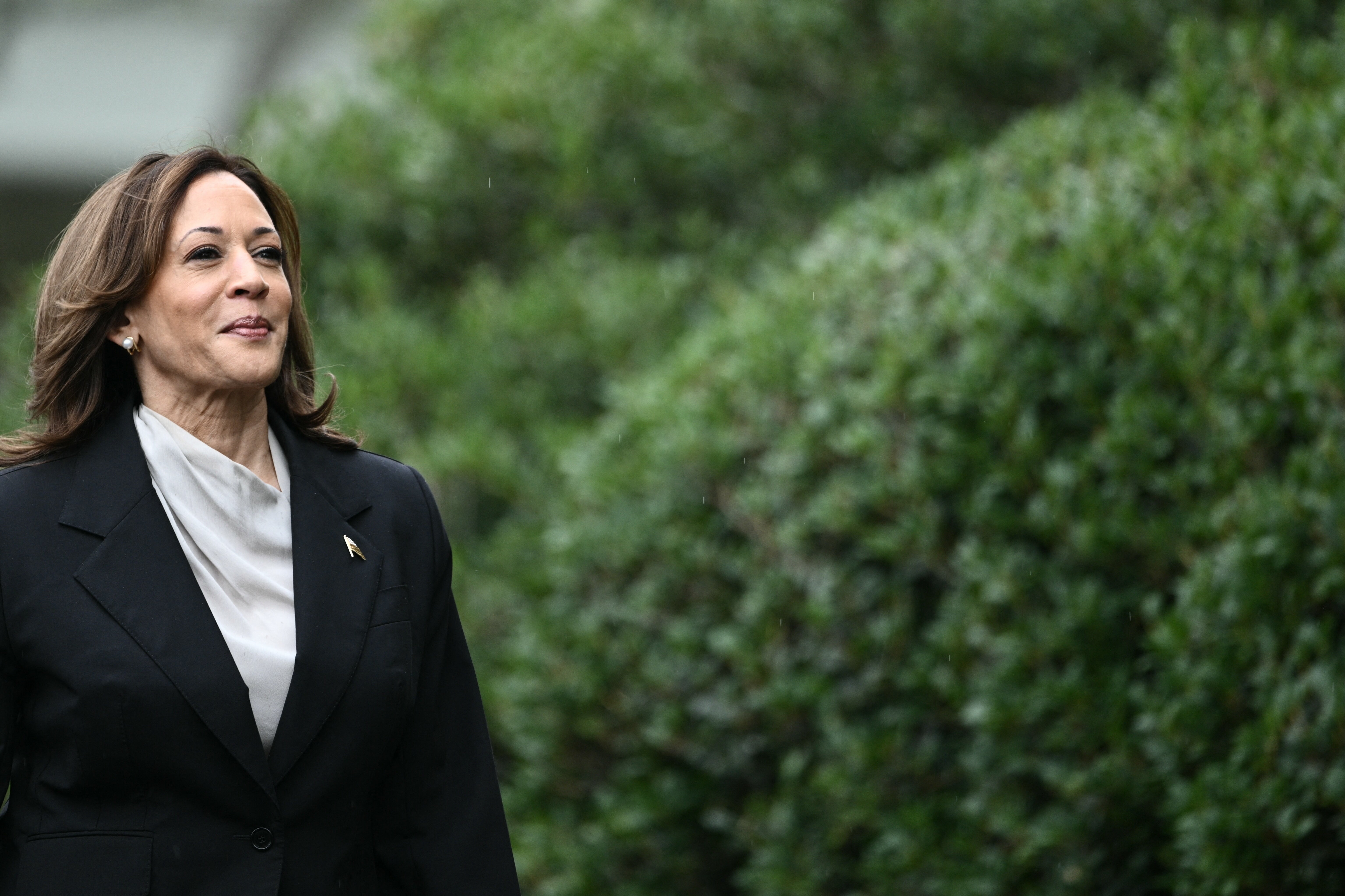 Kamala Harris arrives for an event honoring National Collegiate Athletic Association (NCAA) championship teams from the 2023-2024 season, on the South Lawn of the White House in Washington, DC on 22 July 2024