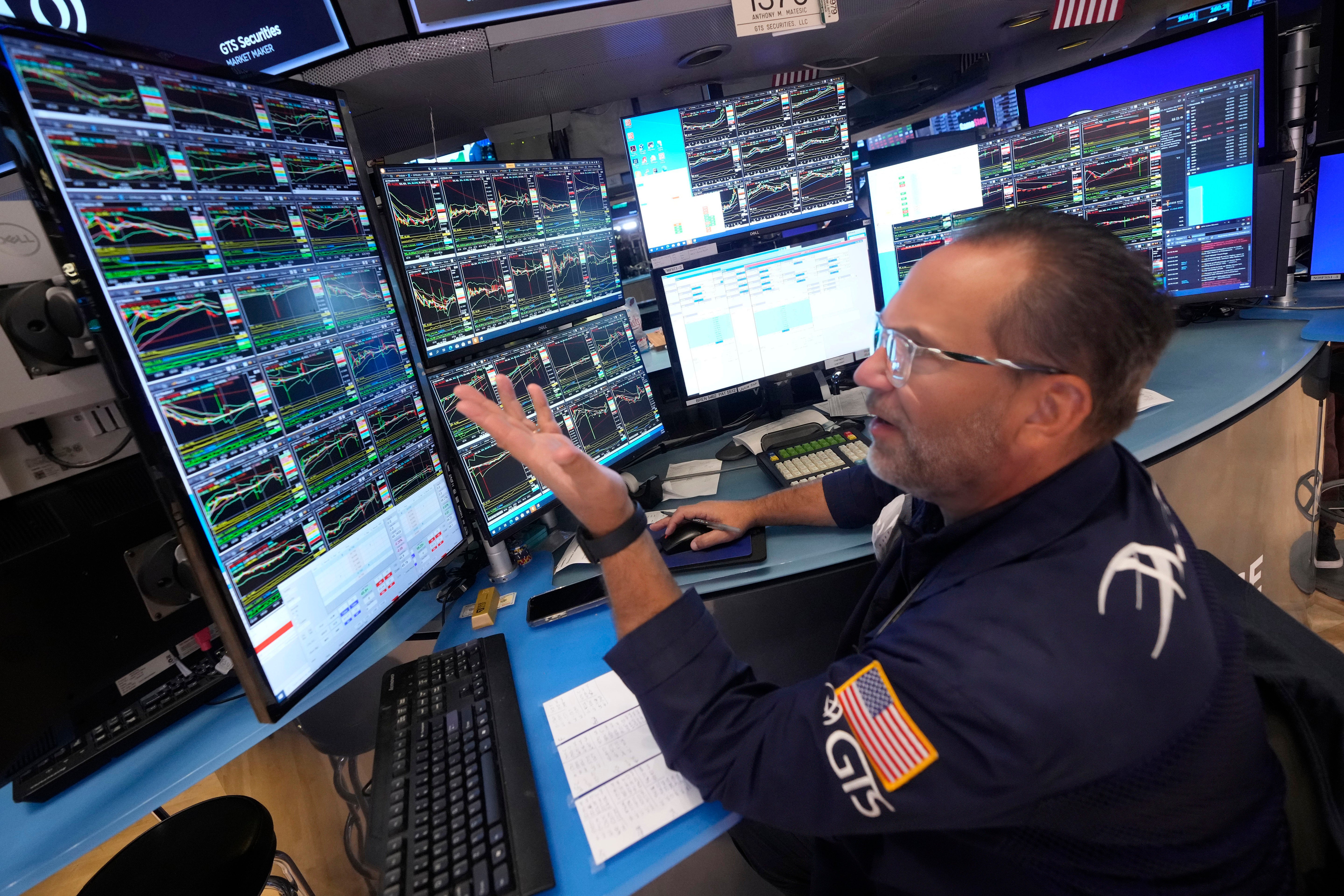 Specialist Anthony Matesic works on the floor of the New York Stock Exchange, Monday, July 22, 2024