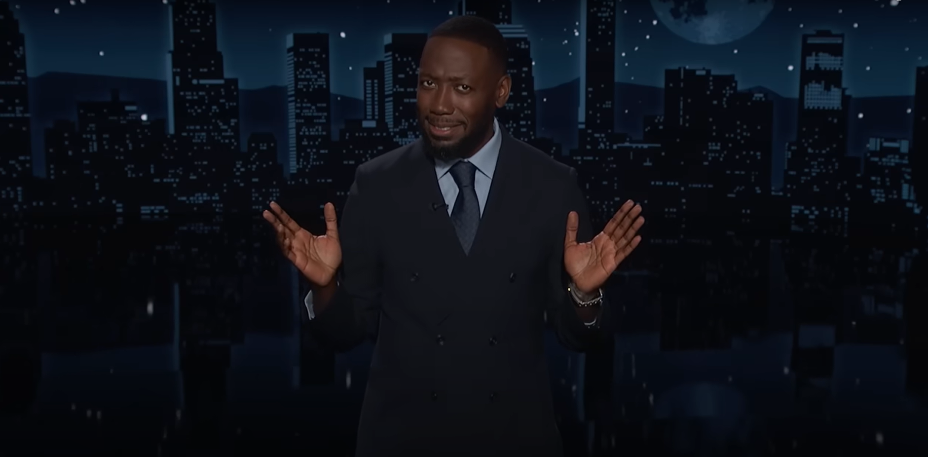 Jimmy Kimmel Live guest host Lamorne Morris pokes fun at Joe Biden dropping out of the presidential race