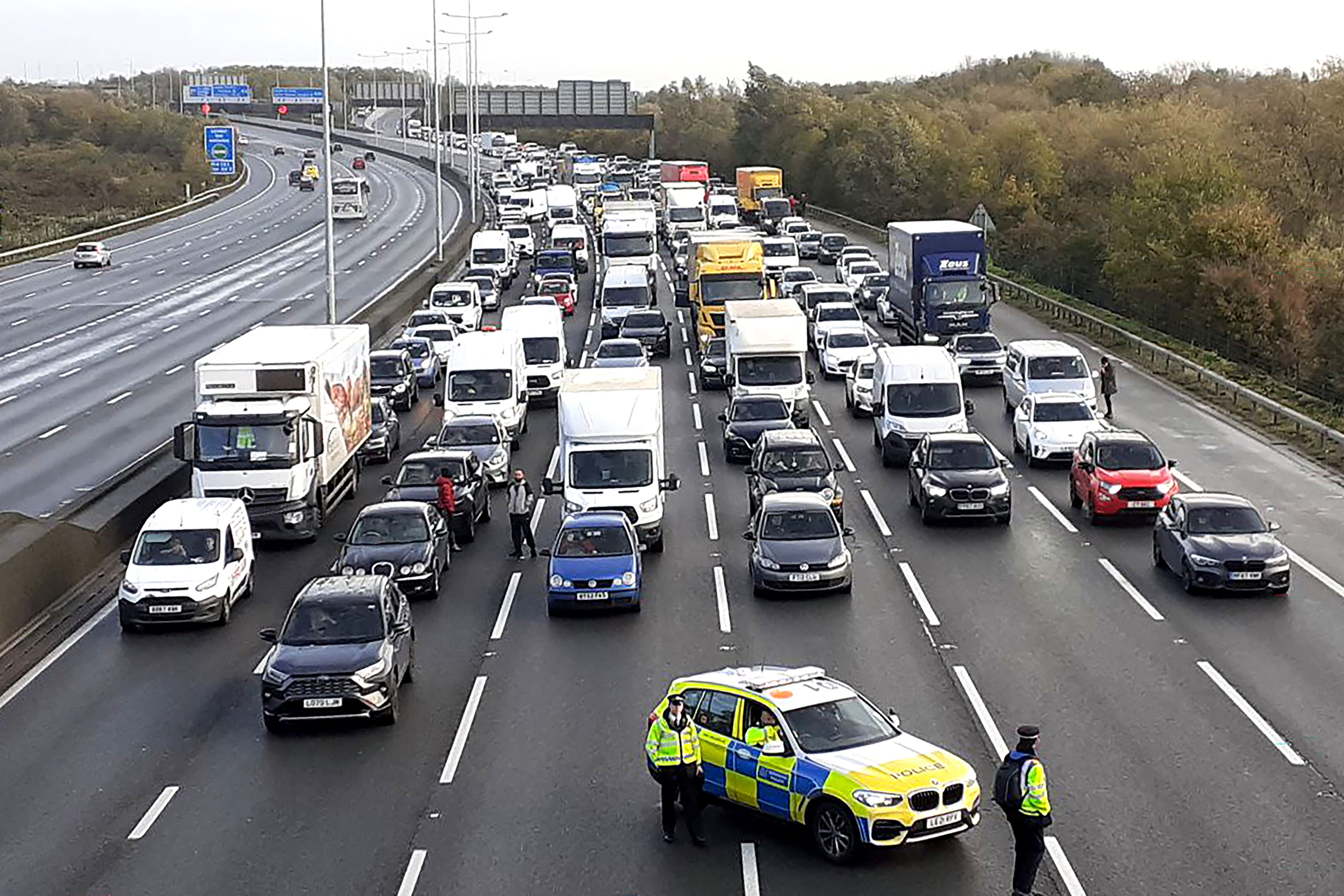 Cars were held up on the M25 (Just Stop Oil/PA)