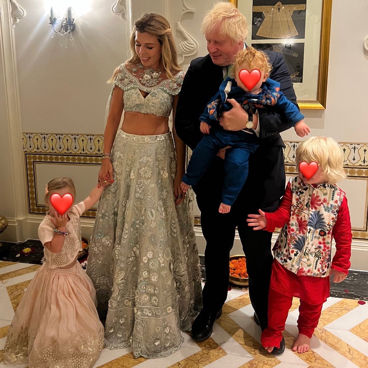 Boris and Carrie Johnson brought their children along to the wedding