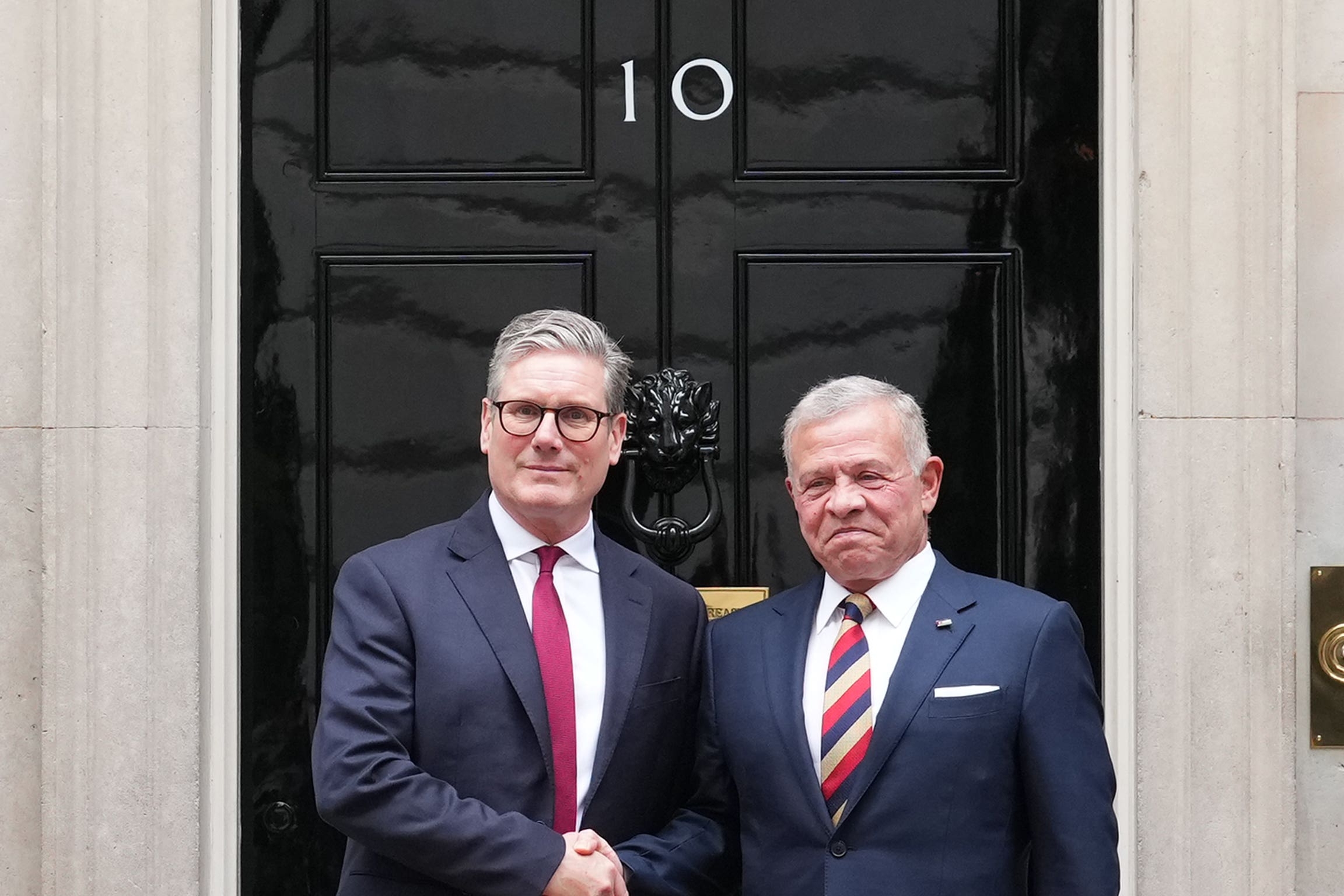 Prime Minister Sir Keir Starmer welcomes King Abdullah II of Jordan to 10 Downing Street (Maja Smiejkowska/PA)