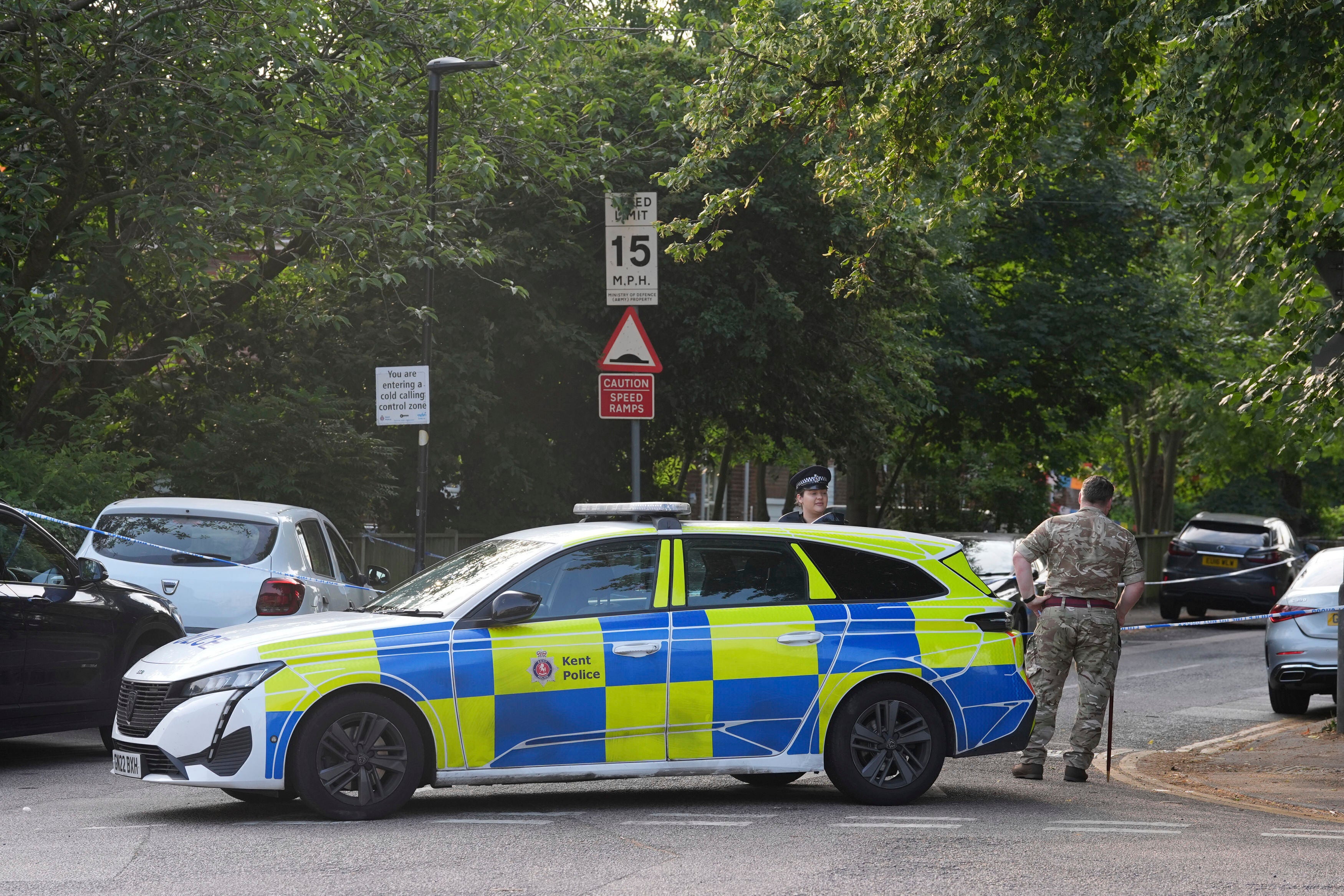 Cordons remained in place at both the scene of the incident and the scene of the arrest