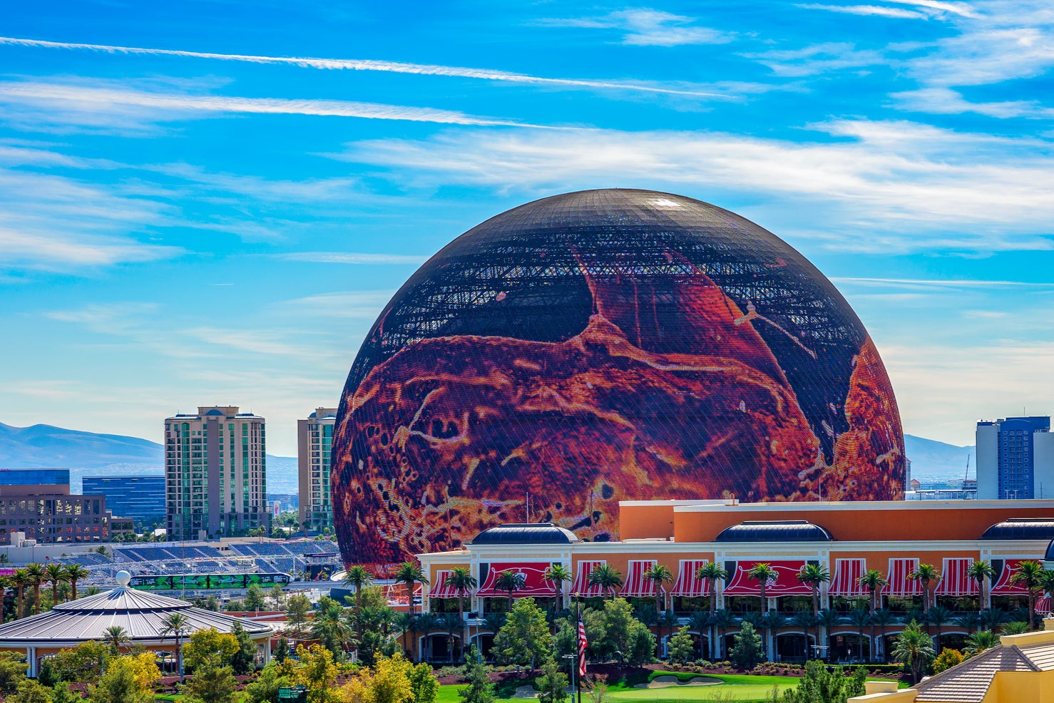 The MSG Sphere is a distinctive feature of the Las Vegas skyline