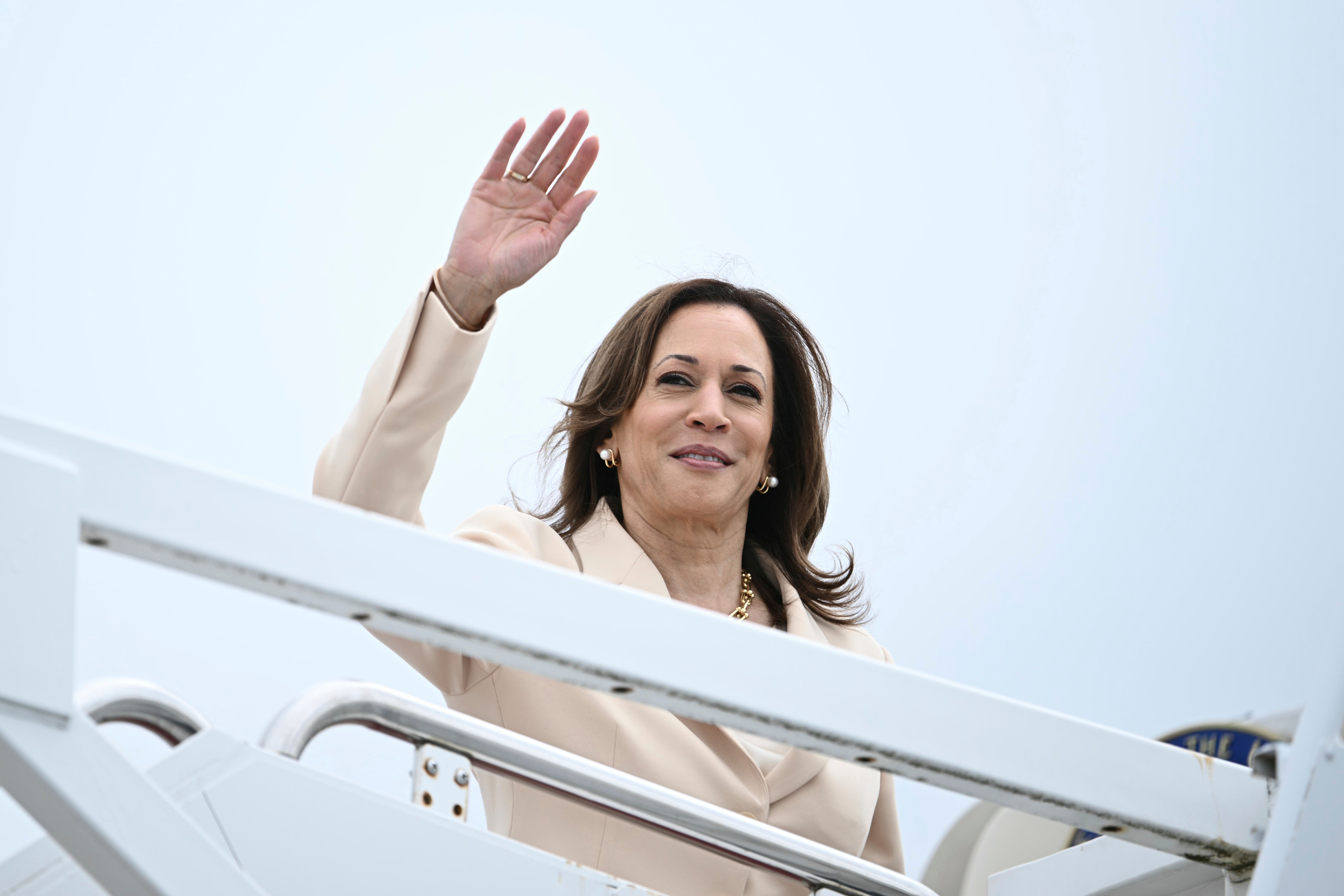 Kamala Harris boards Air Force Two in Maryland to head to a sorority event in Indiana on July 24. A Fox News host is under fire for a comment made about the trip.