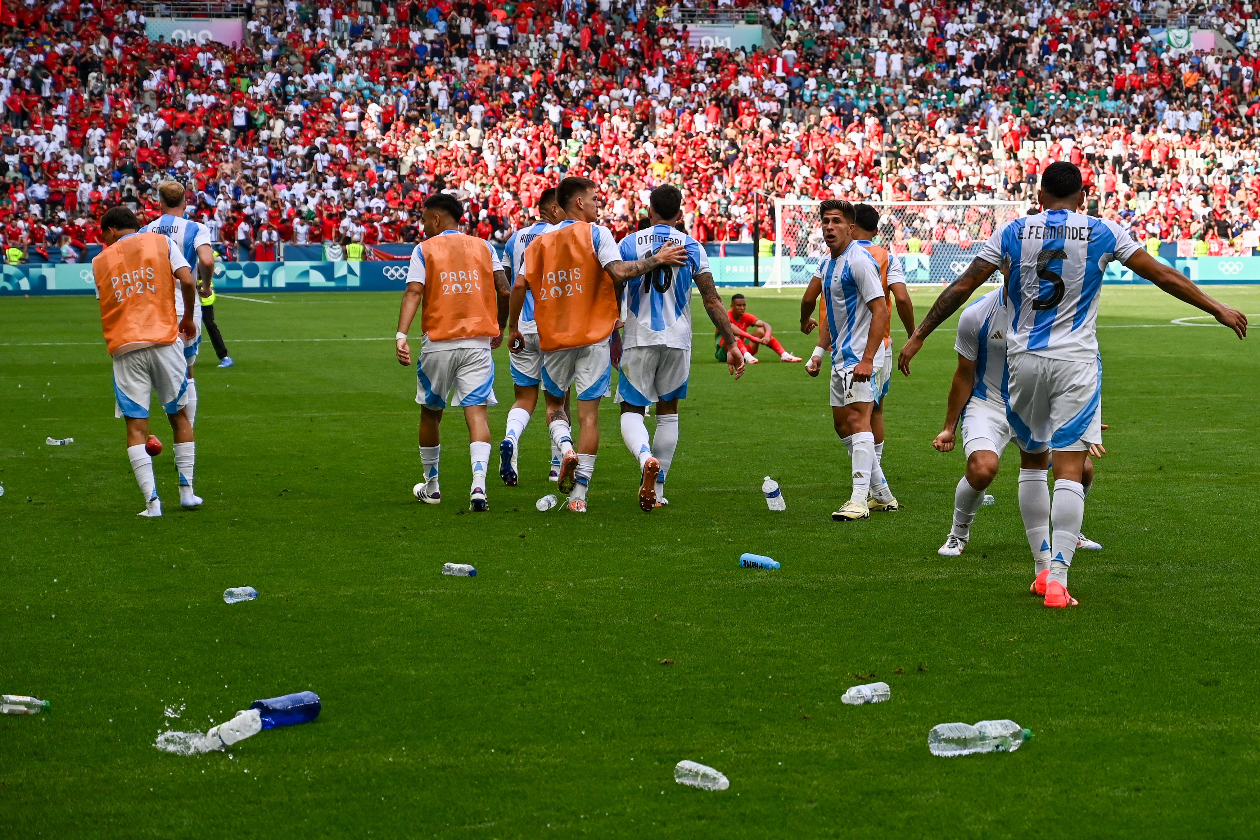 Bottles were thrown at the Argentina players