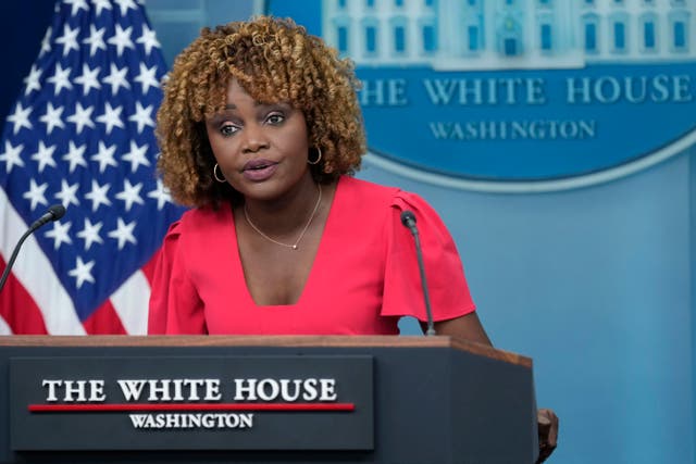 <p>White House press secretary Karine Jean-Pierre speaks during the daily briefing at the White House on July 24. </p>