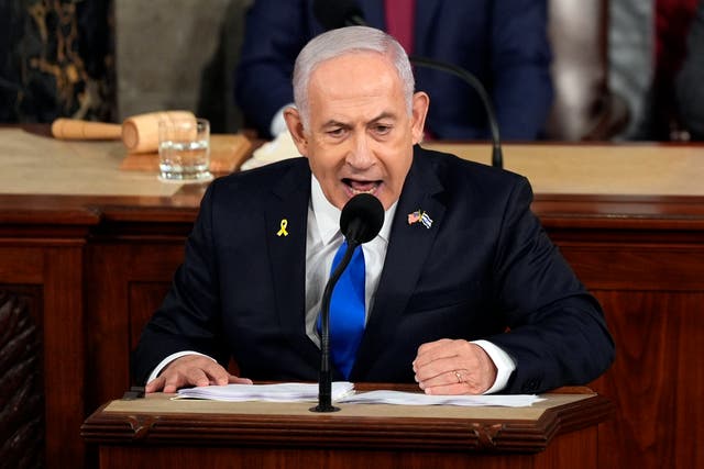<p>Benjamin Netanyahu addressing Congress on Wednesday night </p>