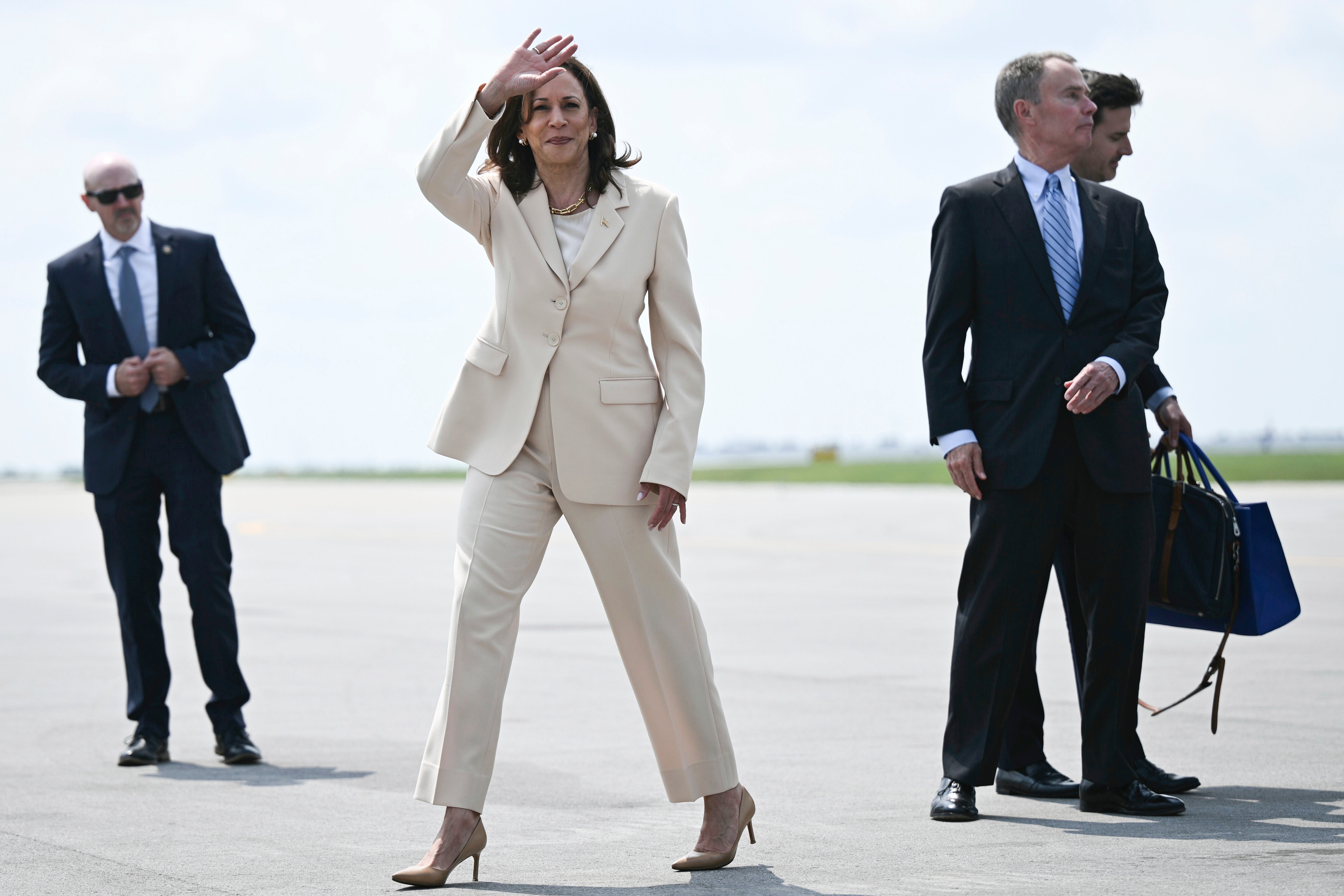 Kamala Harris arrives at Indianapolis International Airport for a campaign event on Wednesday July 24