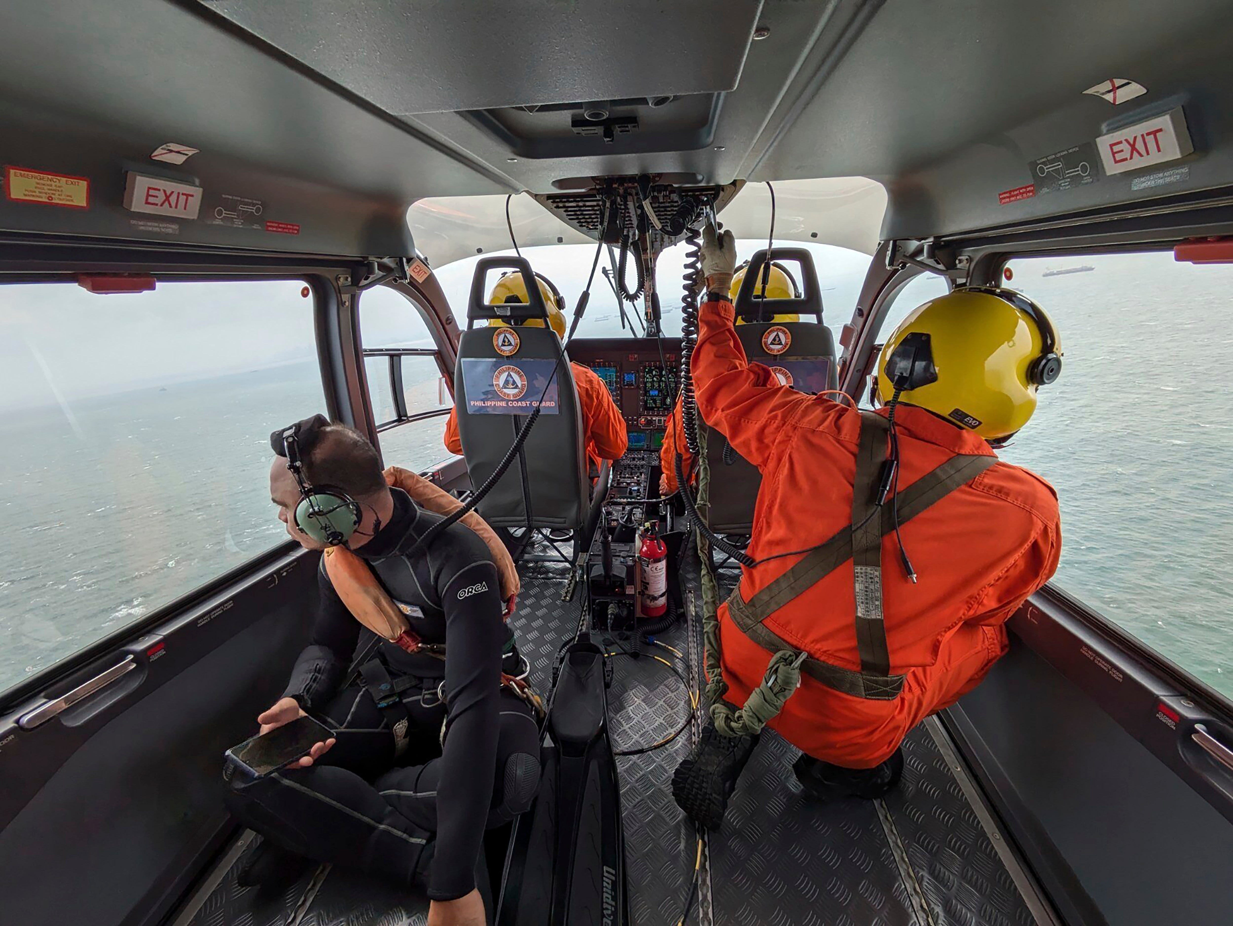 Aerial survey is conducted by Coast Guard Aviation Command as part of the oil spill response operation in in Manila Bay, Philippines