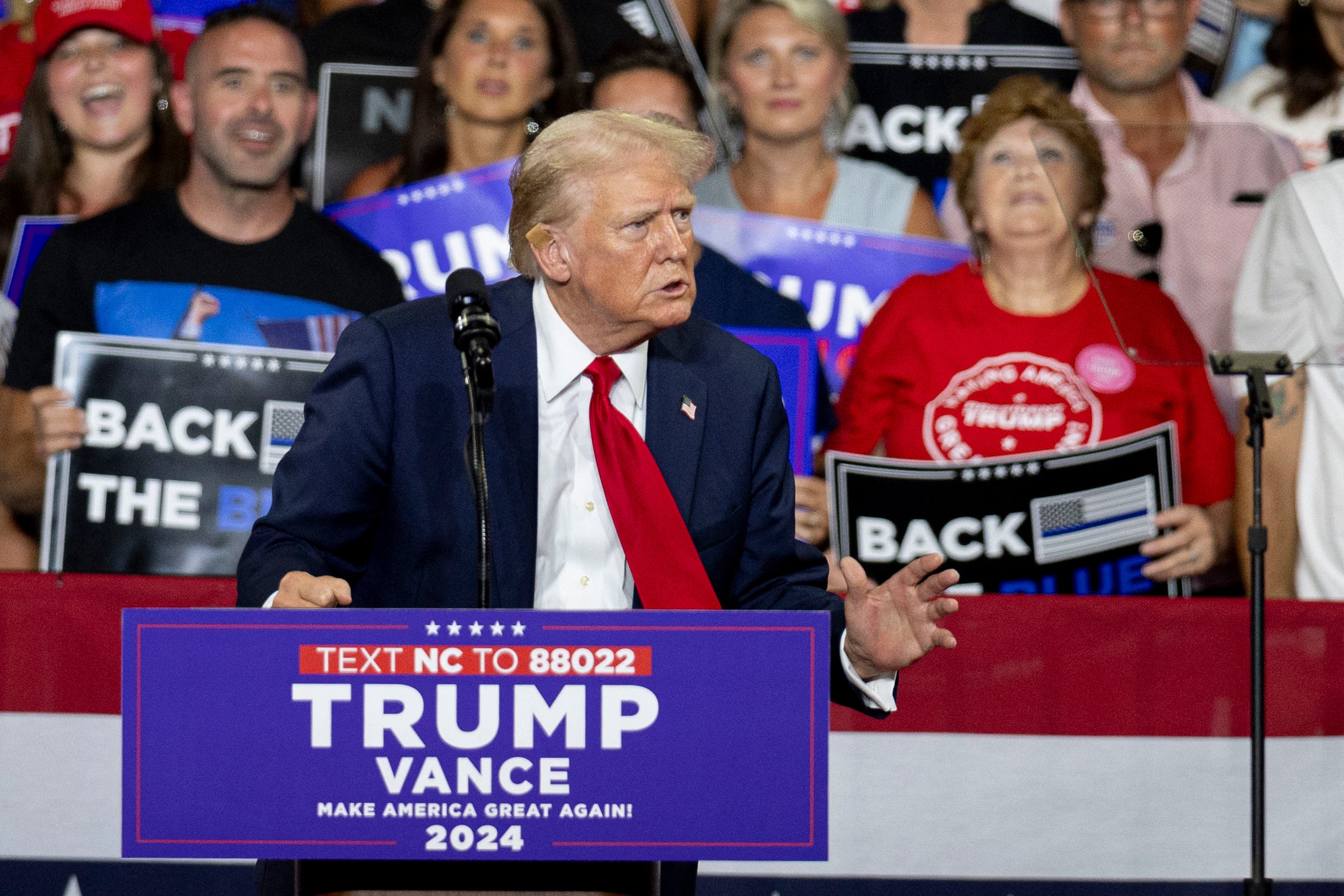 Donald Trump, pictured speaking at a North Carolina rally this week, claimed the fictional character Hannibal Lecter and the film ‘Silence of the Lambs’ are ‘real stories’