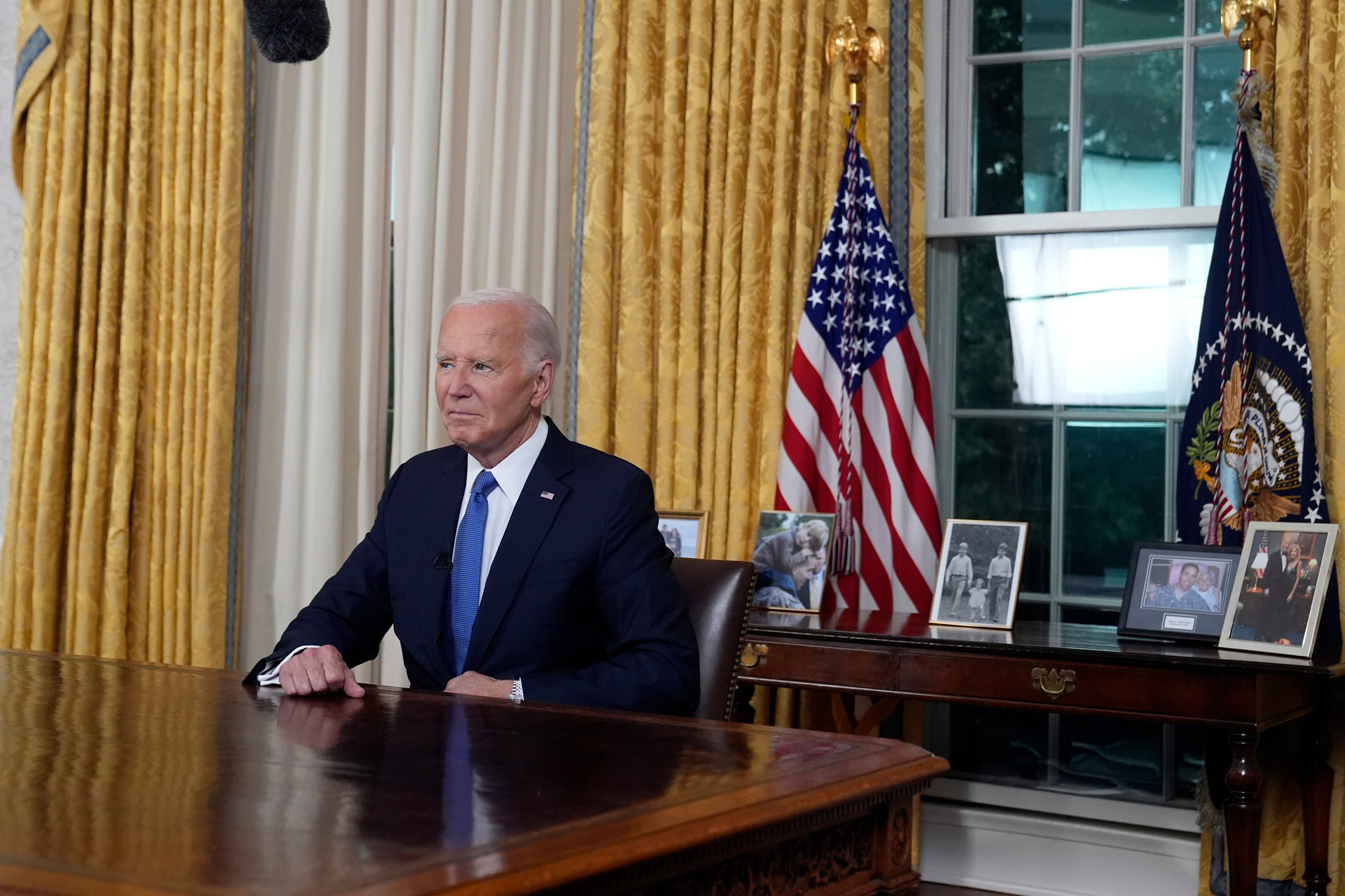 Joe Biden speaks from Oval Office in first remarks since quitting 2024 race. He has now unveiled plans for Supreme Court overhaul