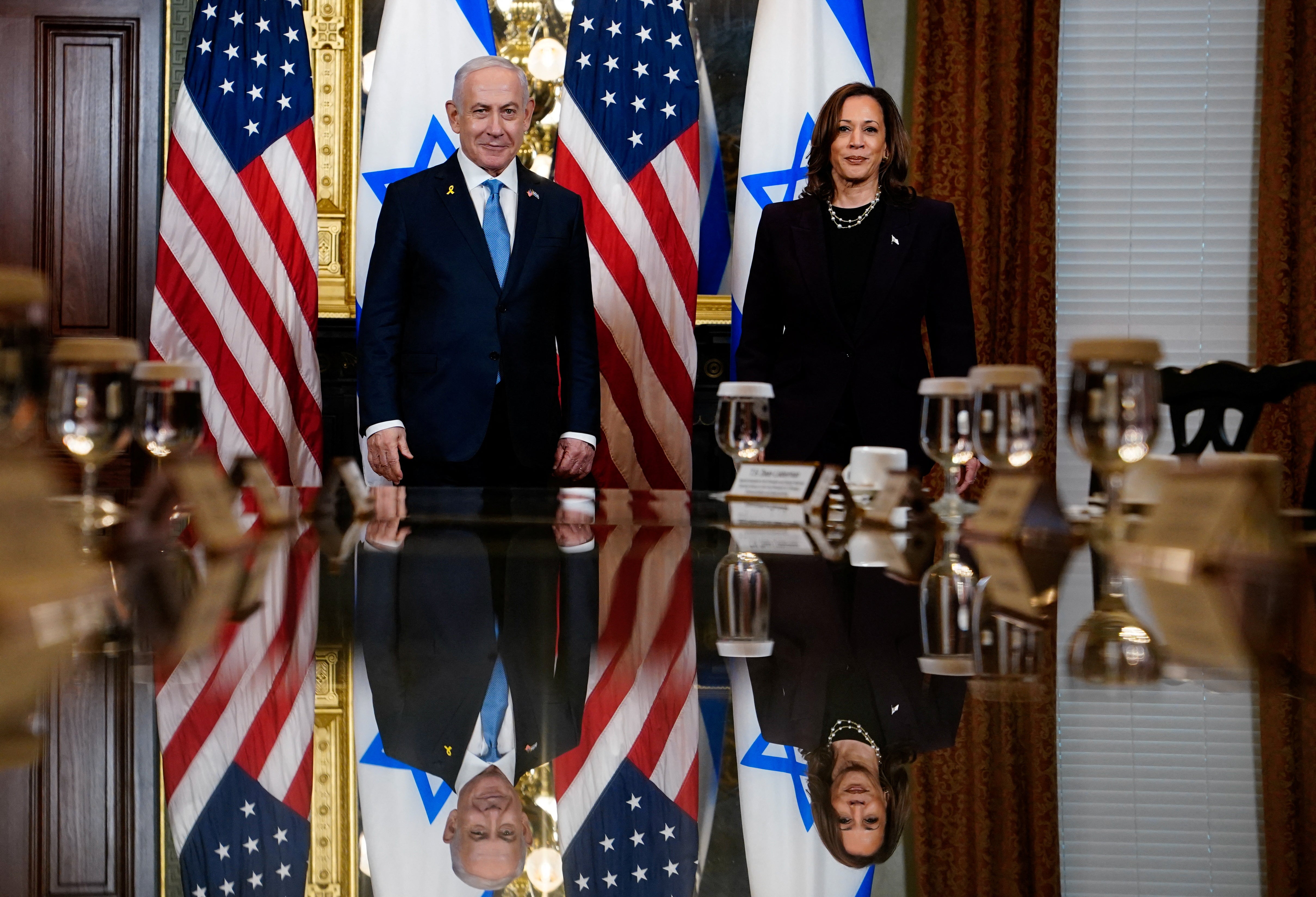 Vice President Kamala Harris met with Israeli Prime Minister Benjamin Netanyahu at the Eisenhower Executive Office Building on the White House grounds