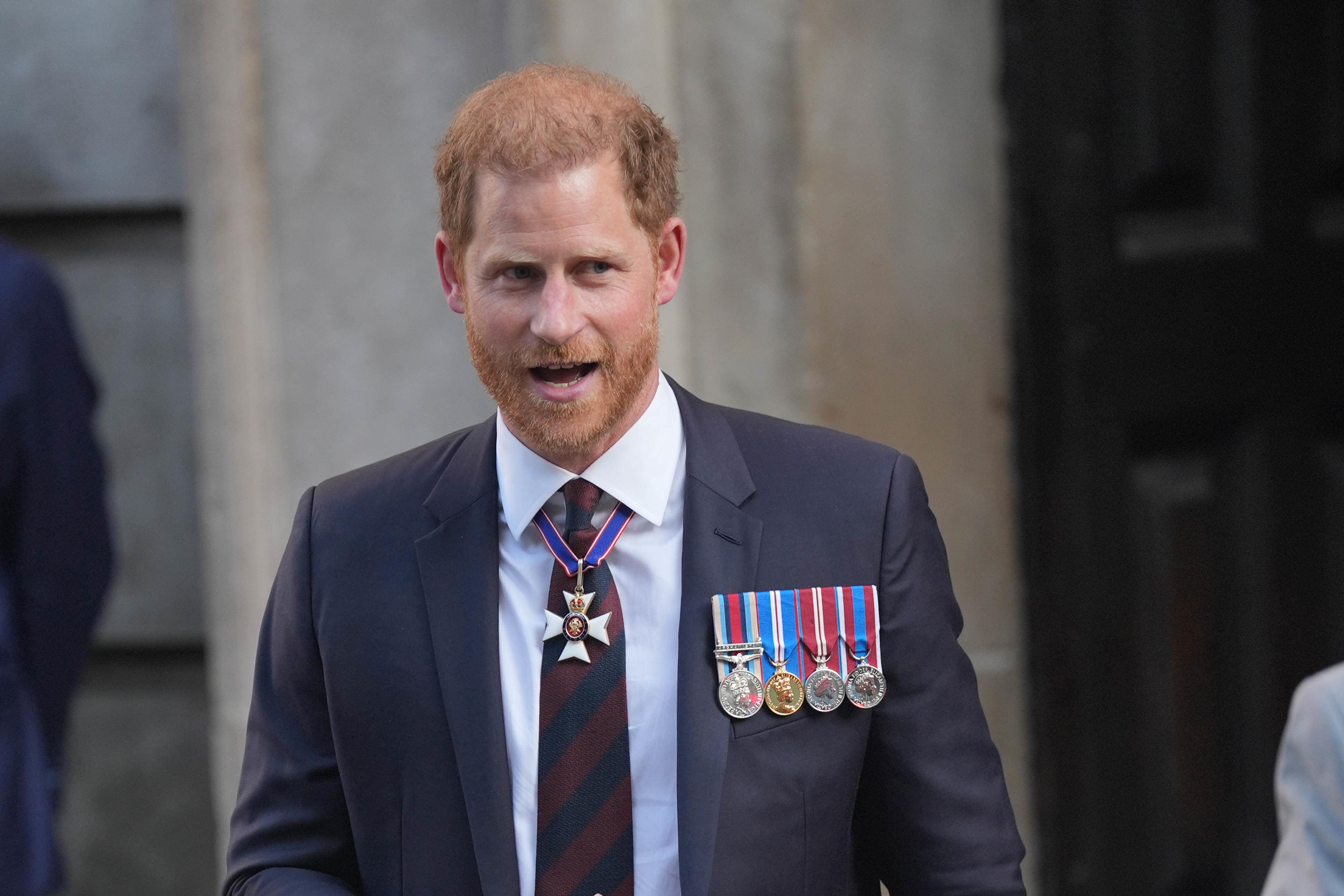 The Duke of Sussex leaves St Paul’s Cathedral in London after attending a service of thanksgiving to mark the 10th anniversary of the Invictus Games