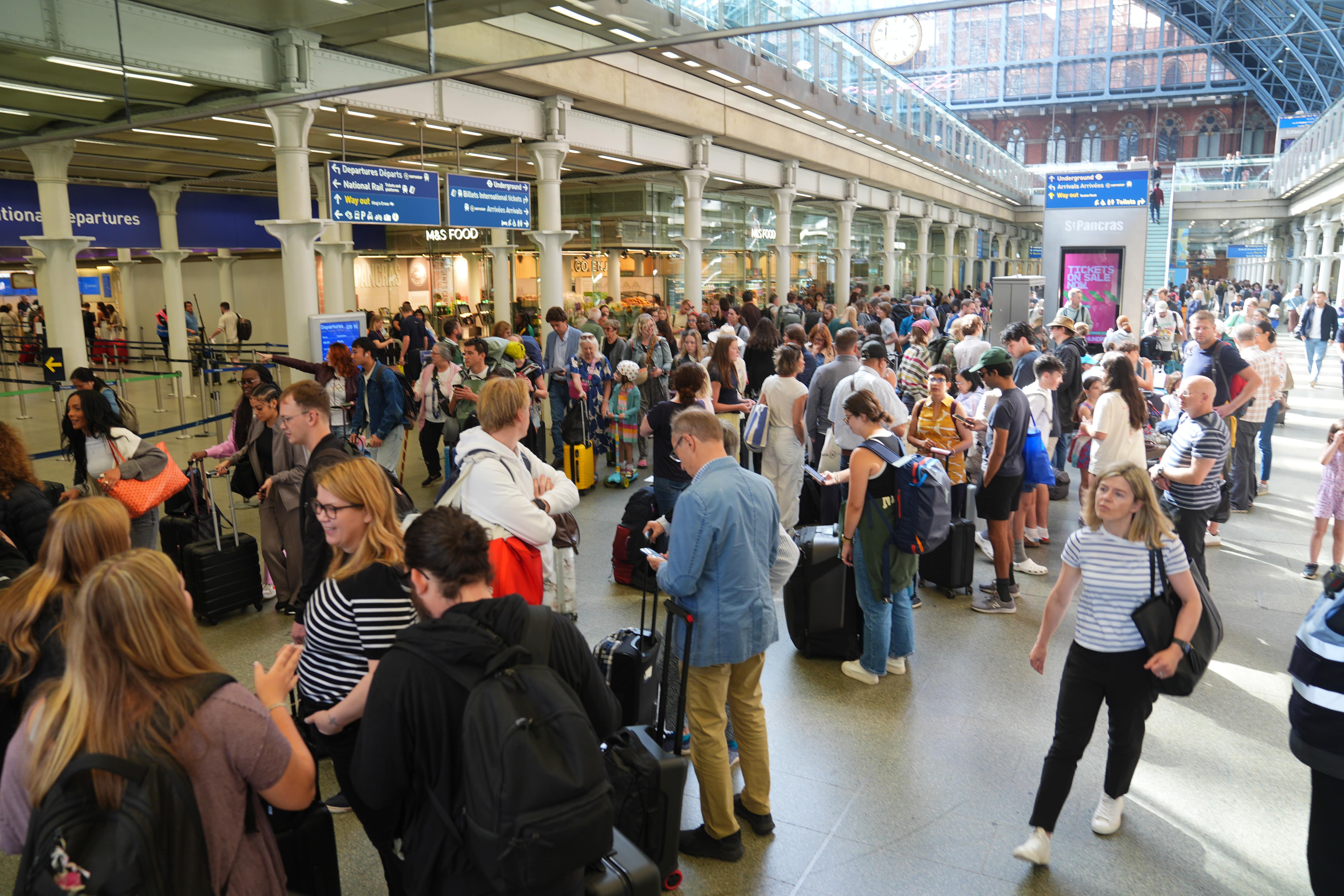 Queues could be seen forming at the Eurostar terminal at St Pancras station (James Manning/PA)