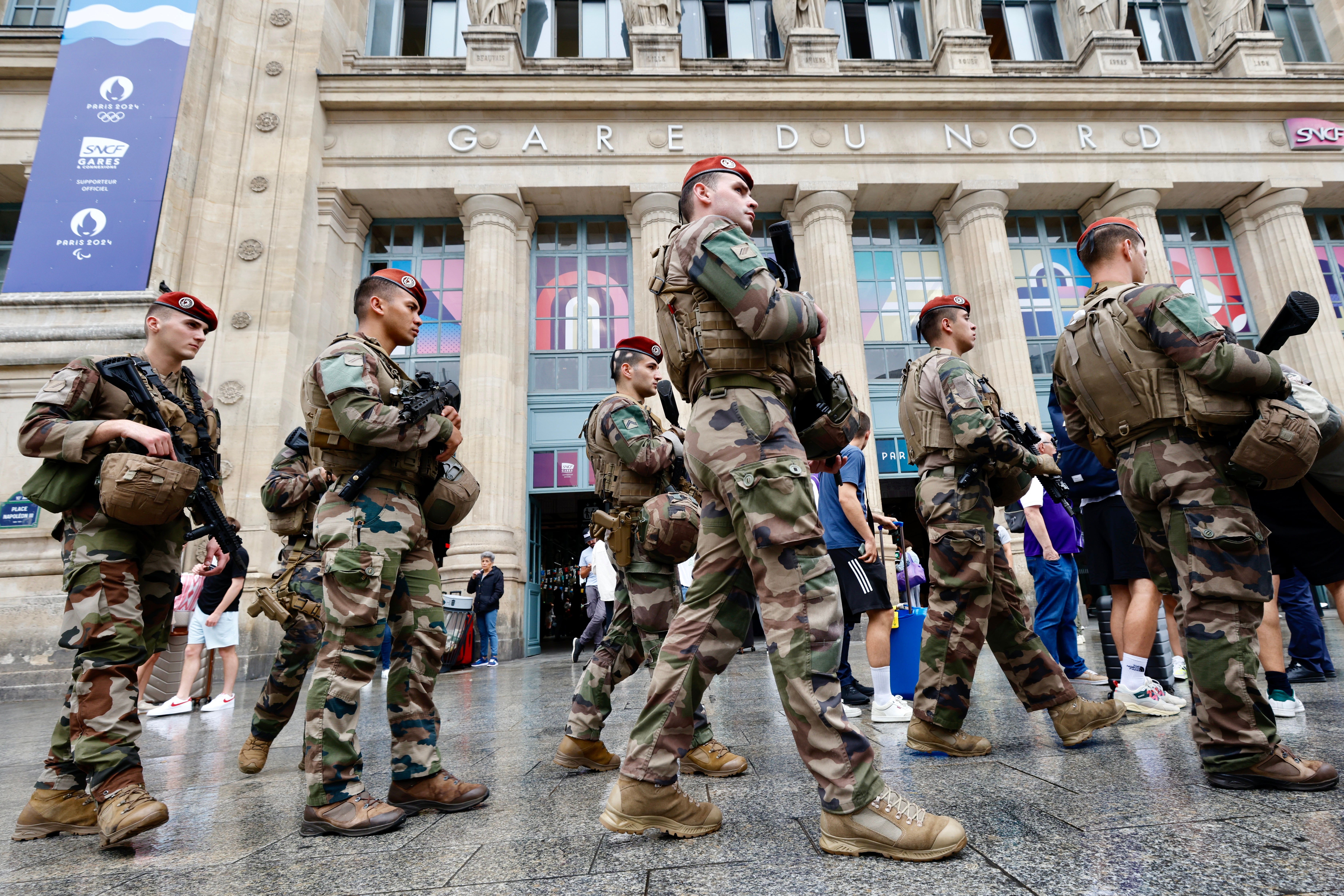 Security was ramped up ahead of the Olympics, with soldiers on patrol at Gare du Nord