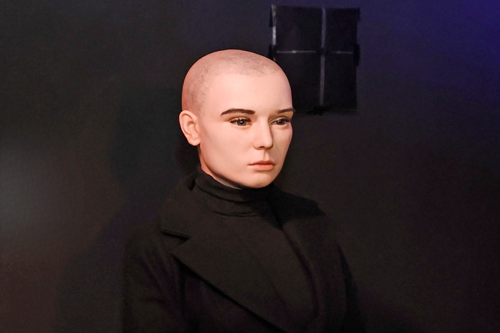 The waxwork figure of Sinead O’Connor, which is being pulled by Dublin’s wax museum