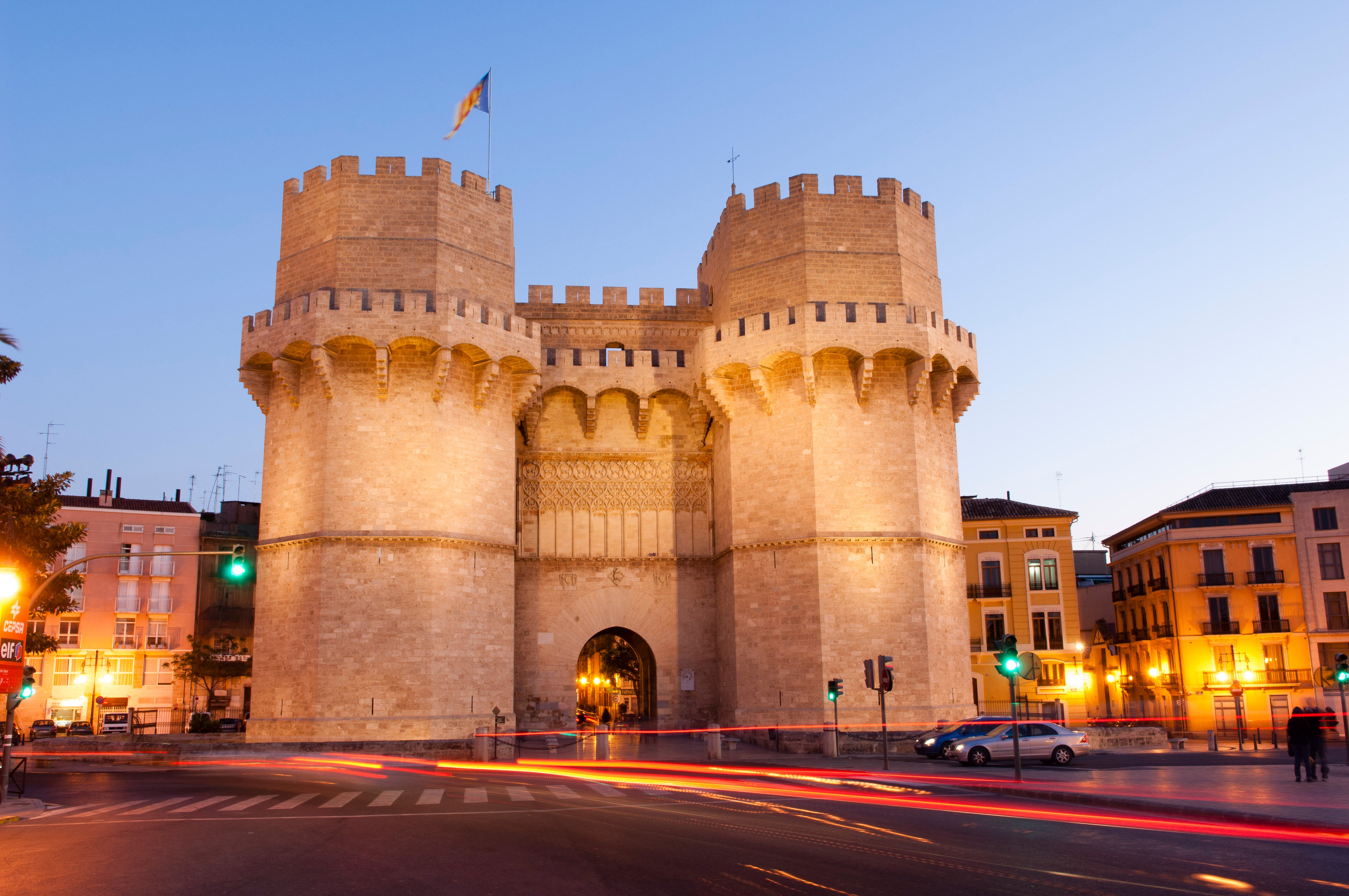 The Torres de Serranos offer views over a jumble of baking rooftops