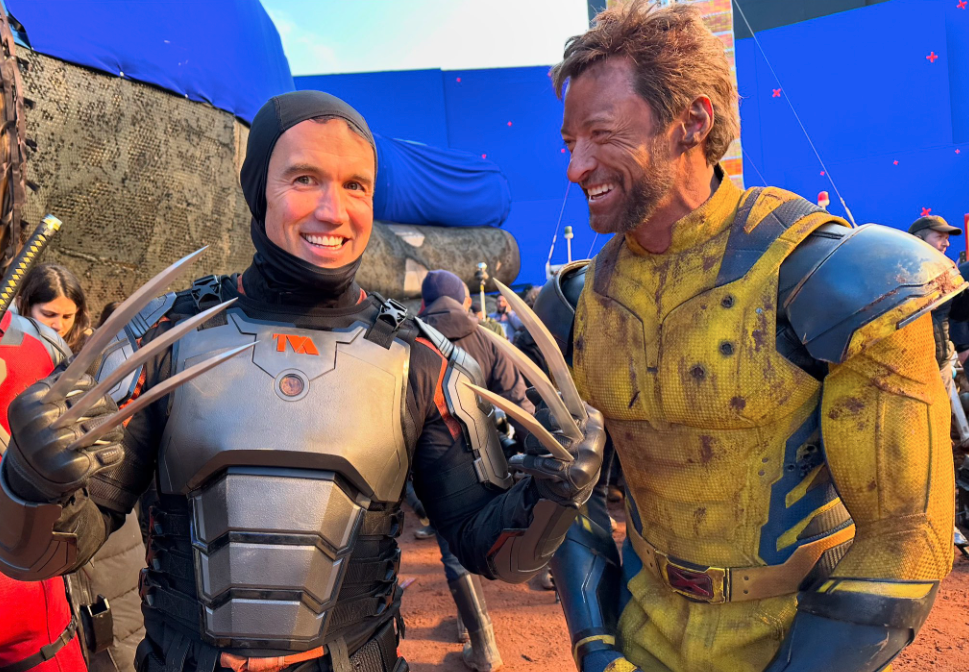 Rob McElhenney and Hugh Jackman on set of ‘Deadpool & Wolverine’