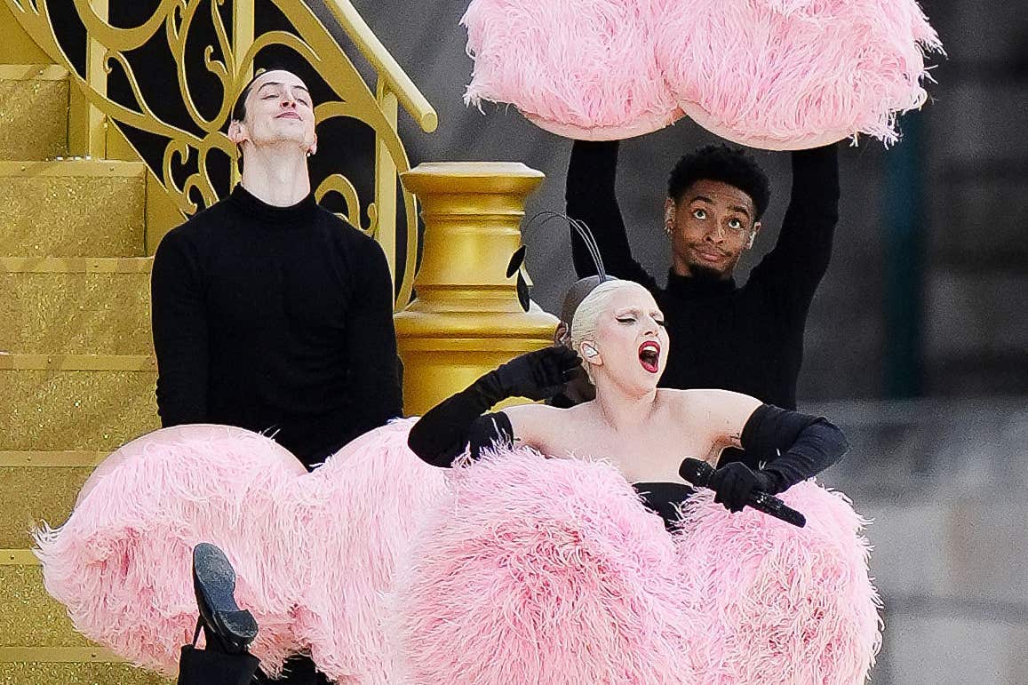 Lady Gaga rehearsing along the Seine ahead of the opening ceremony (John Walton/PA)