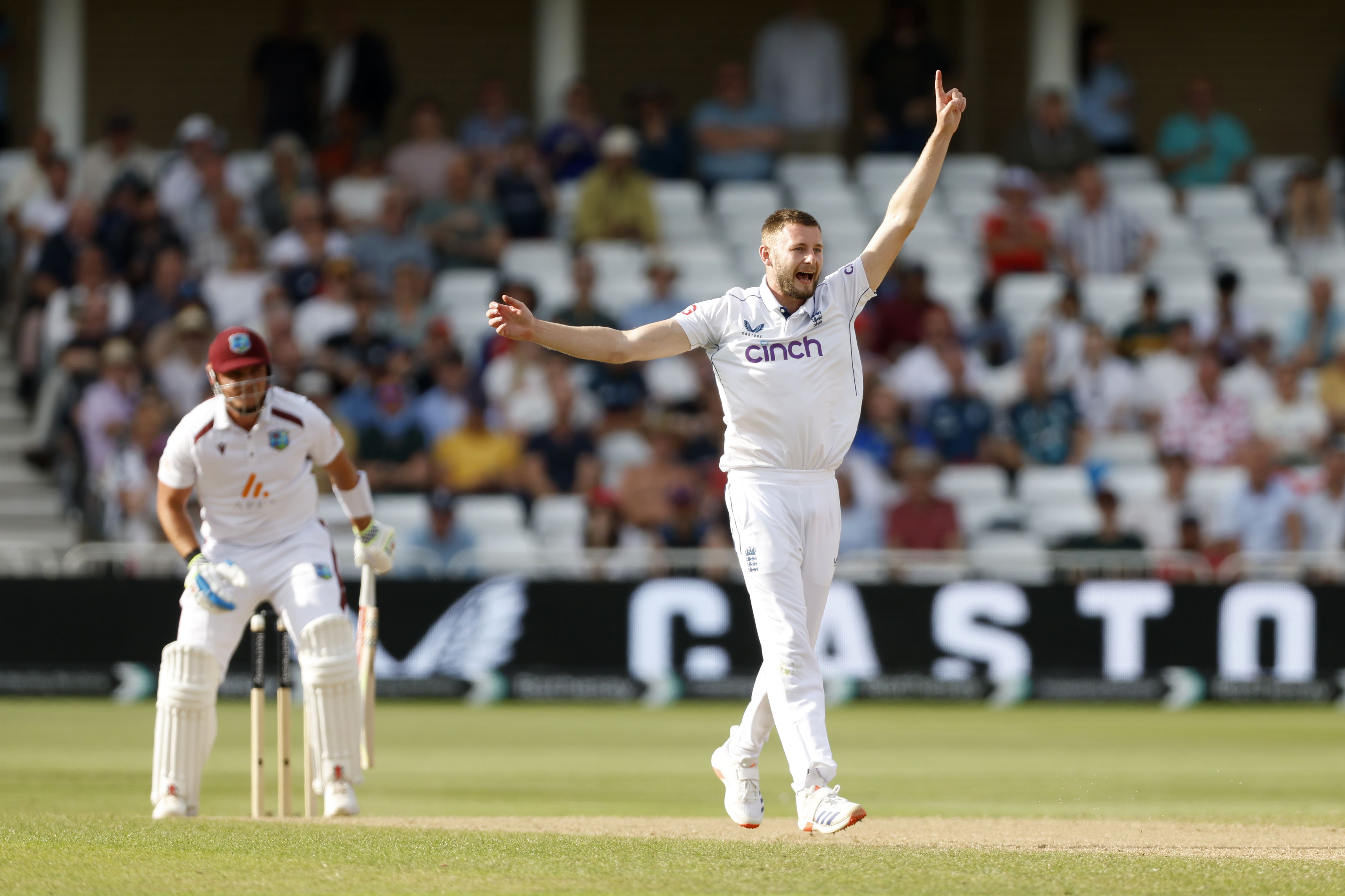 Gus Atkinson (right) starred for England with the ball (Nigel French/PA)