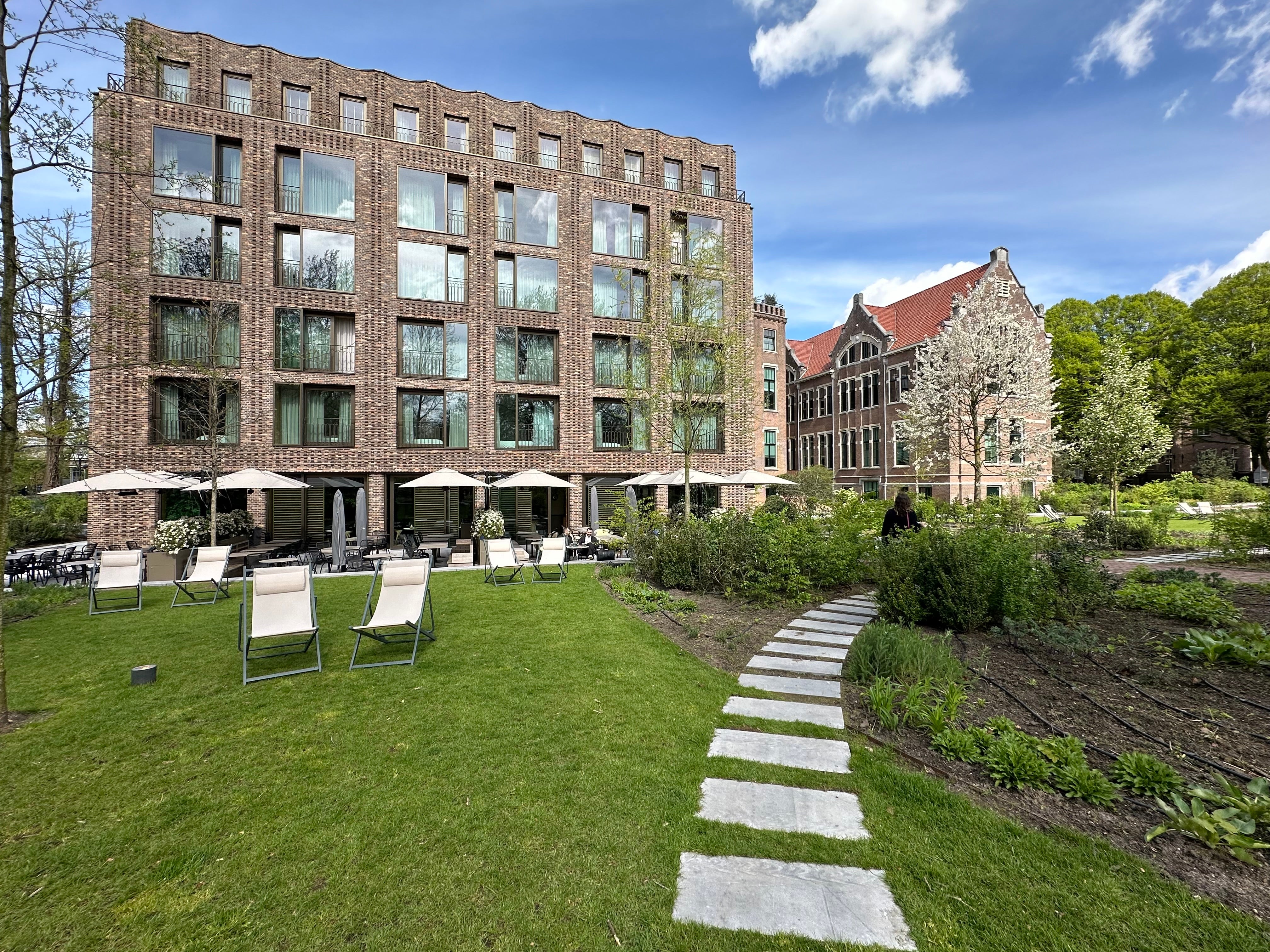 The back of the hotel, where the Spring Brasserie is located