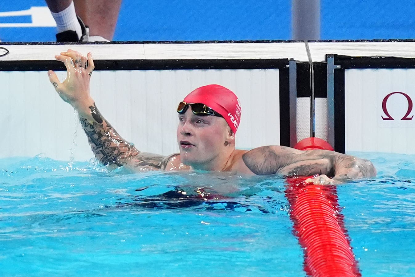 Adam Peaty won his heat as he started the defence of his Olympic men’s 100 metres breaststroke title (John Walton/PA)