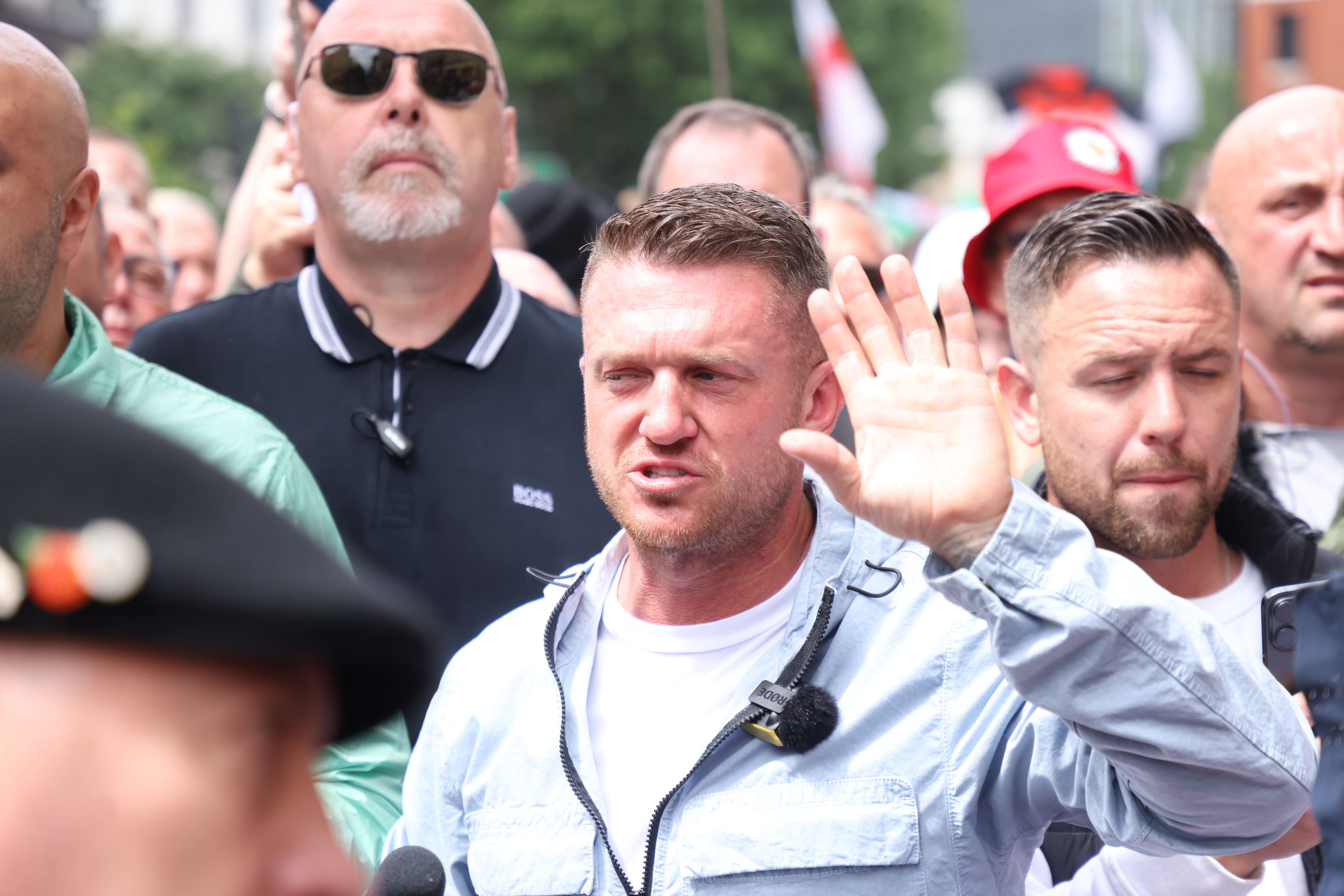 The crowd could be heard chanting Tommy Robinson’s name (David Parry/PA)