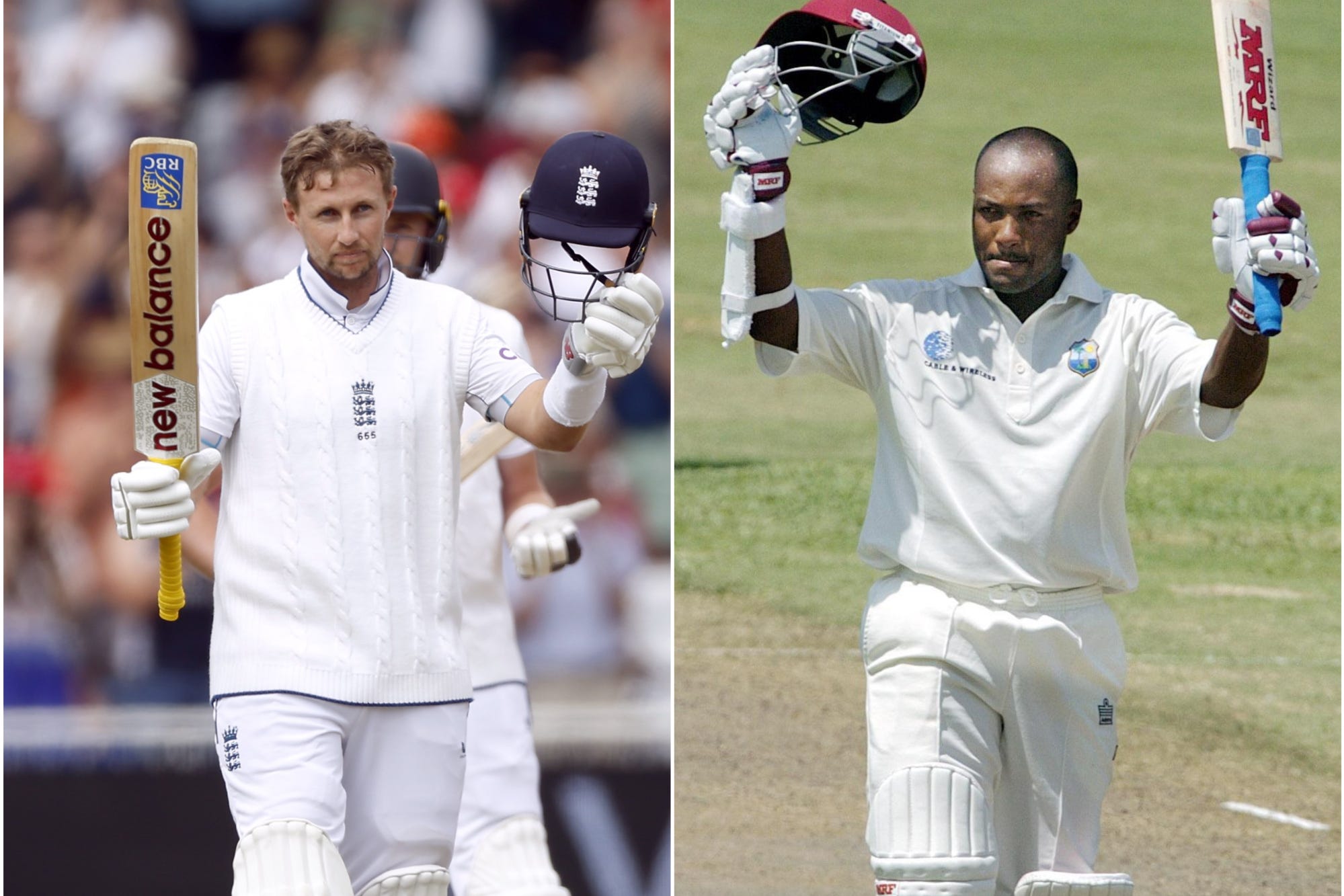 Joe Root has overtaken Brian Lara, right, on the list of top Test run-scorers (Nigel French/Rebecca Naden/PA)