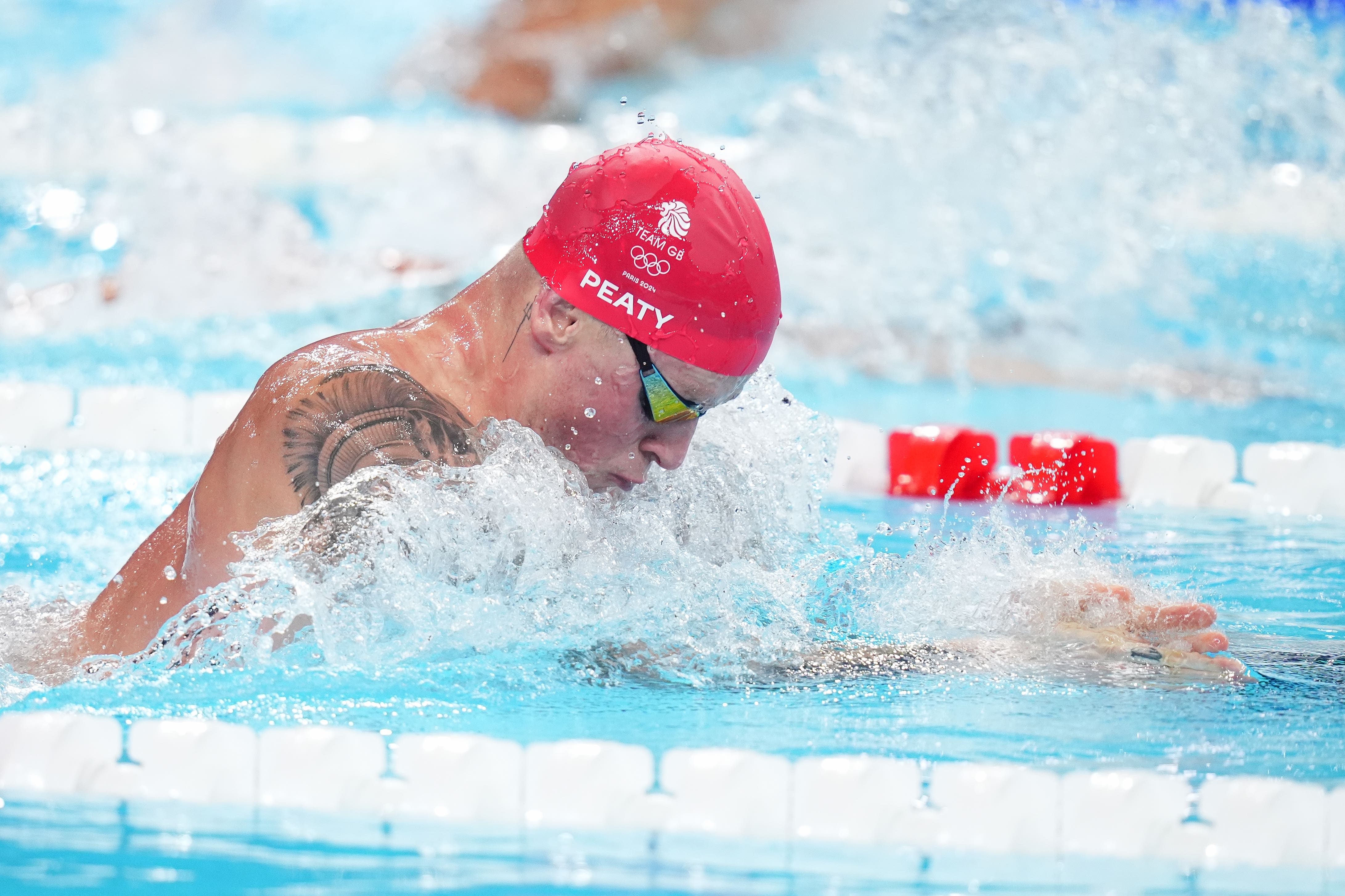 Great Britain’s Adam Peaty during the Men’s 100m Breaststroke Semi-final at the Paris La Defense Arena on the first day of the 2024 Paris Olympic Games in France. Picture date: Saturday July 27, 2024.