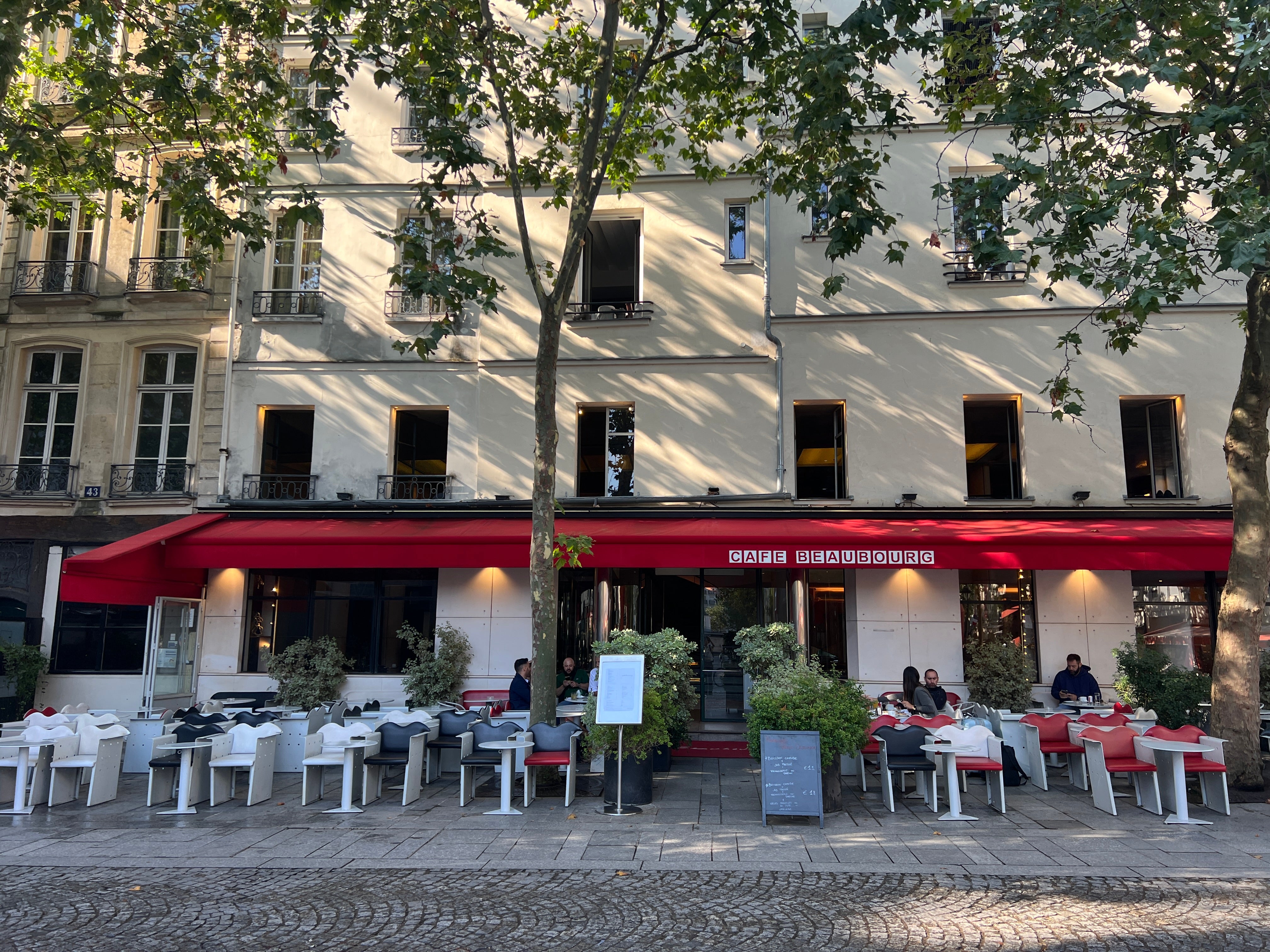 Empty quarter: Café Beaubourg in central Paris, adjacent to the Pompidou Centre