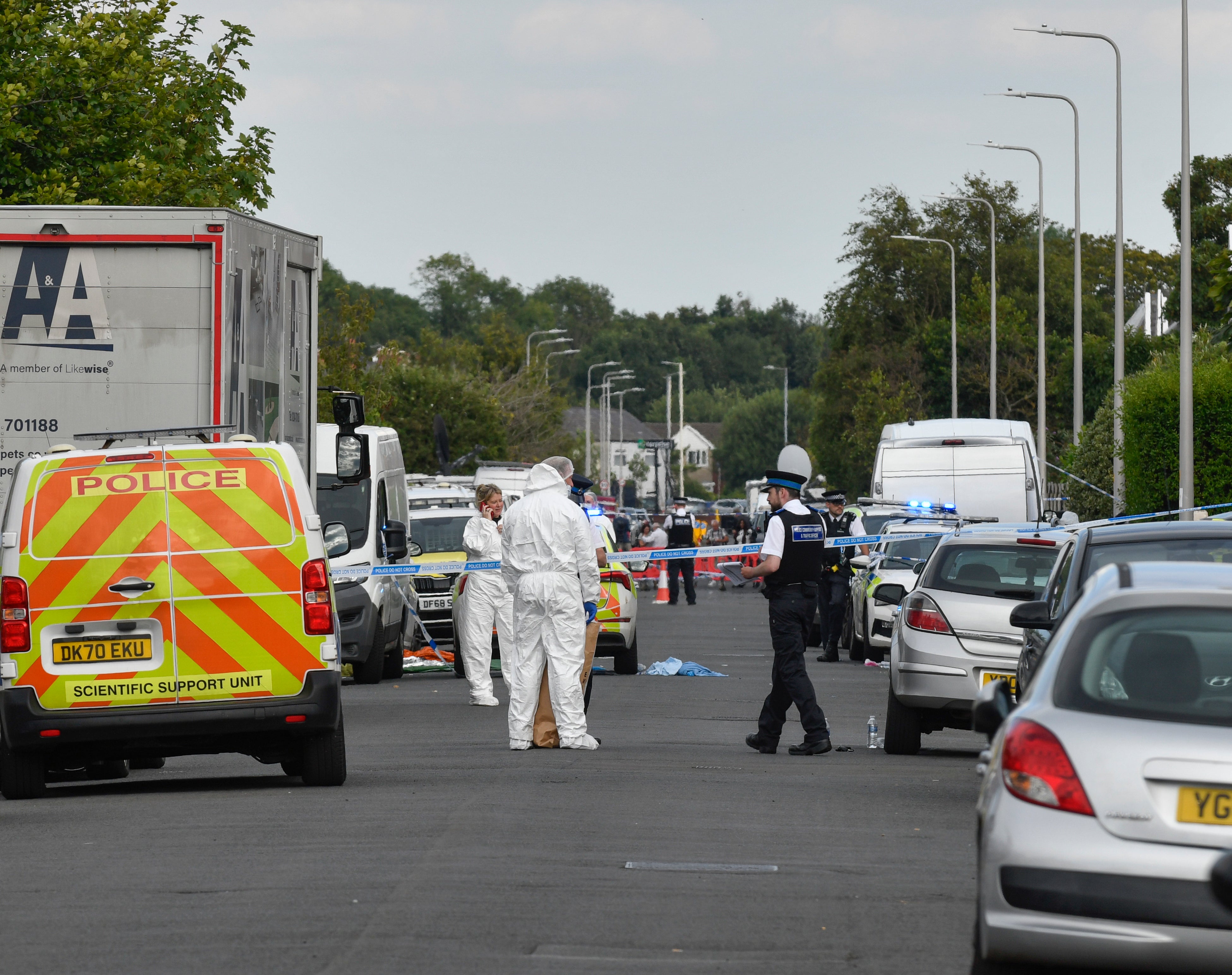 Emergency services on Hart Street in Southport on Monday