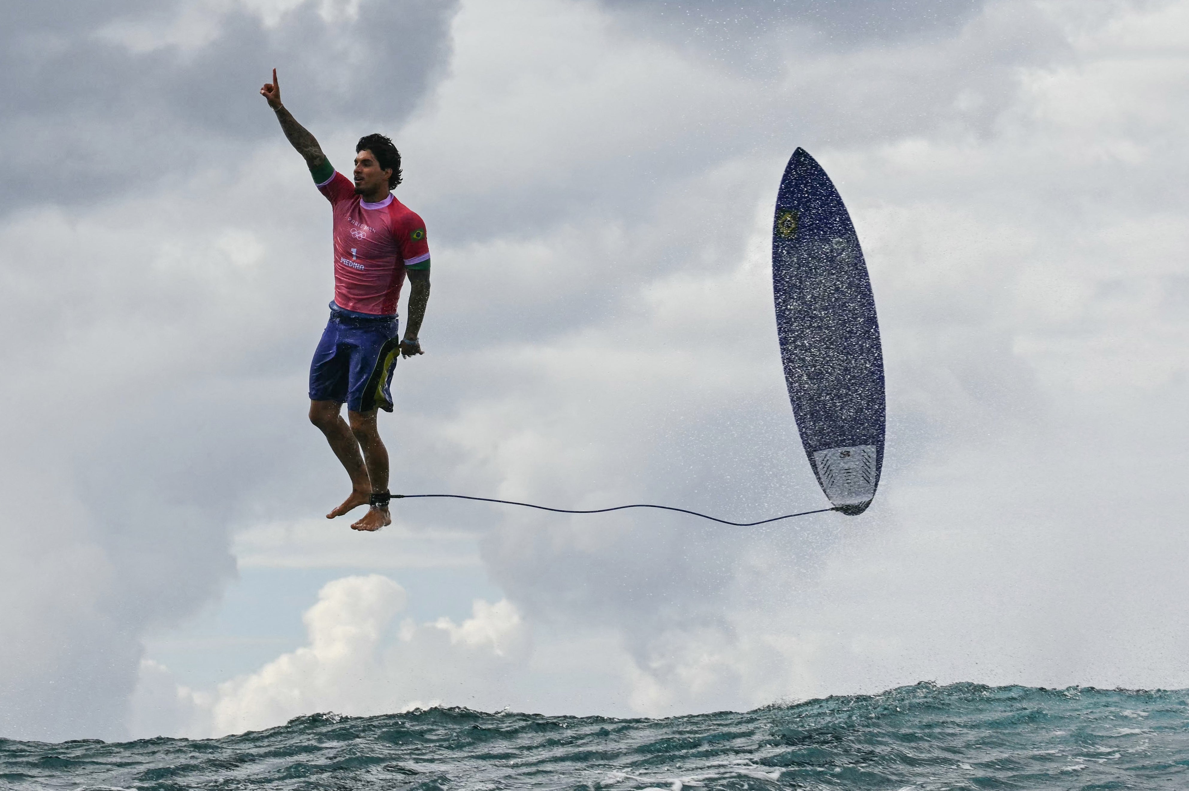 Captured by photographer Jerome Brouillet, Gabriel Medina appears to be floating