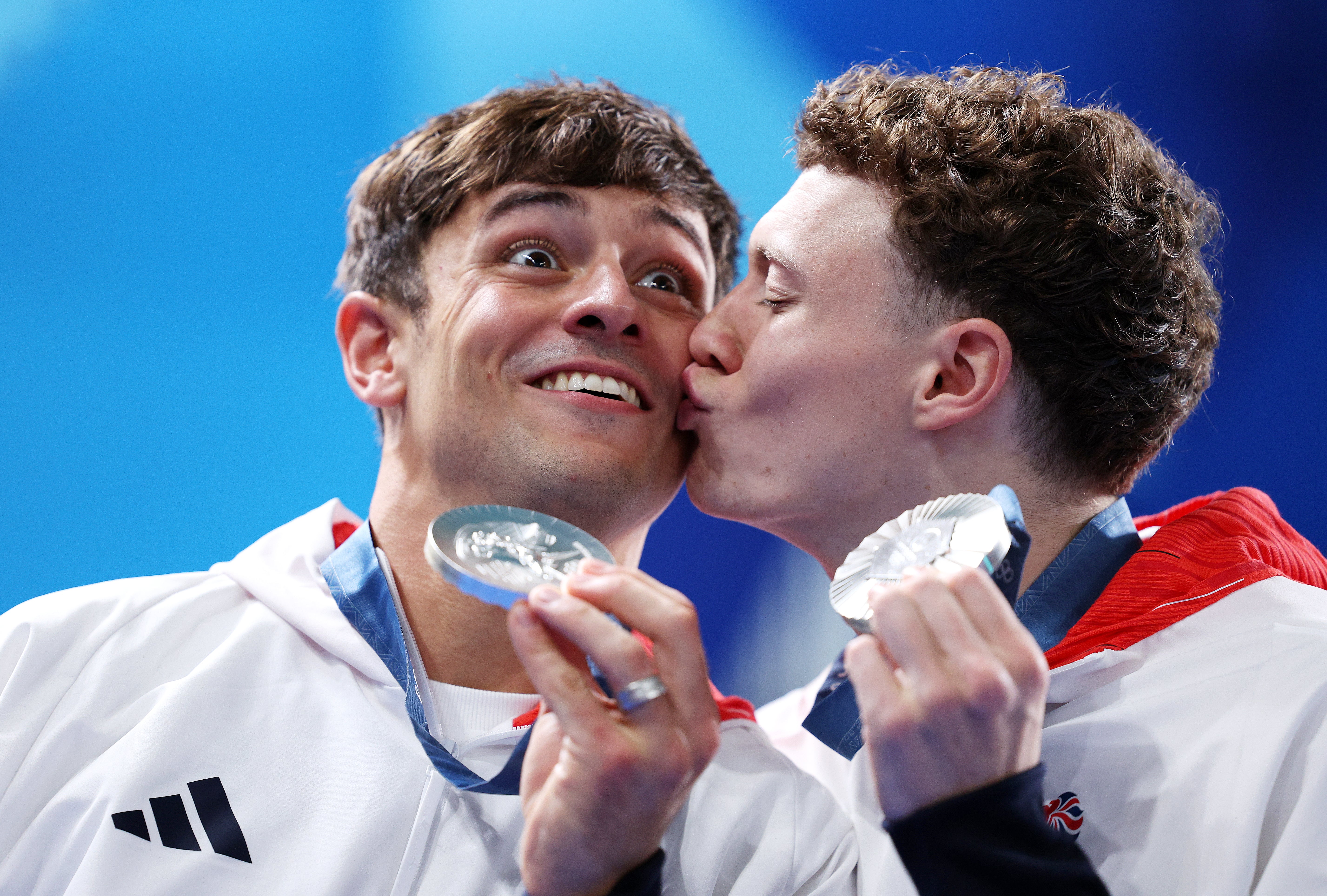 Tom Daley reacts after winning silver with diving partner Noah Williams