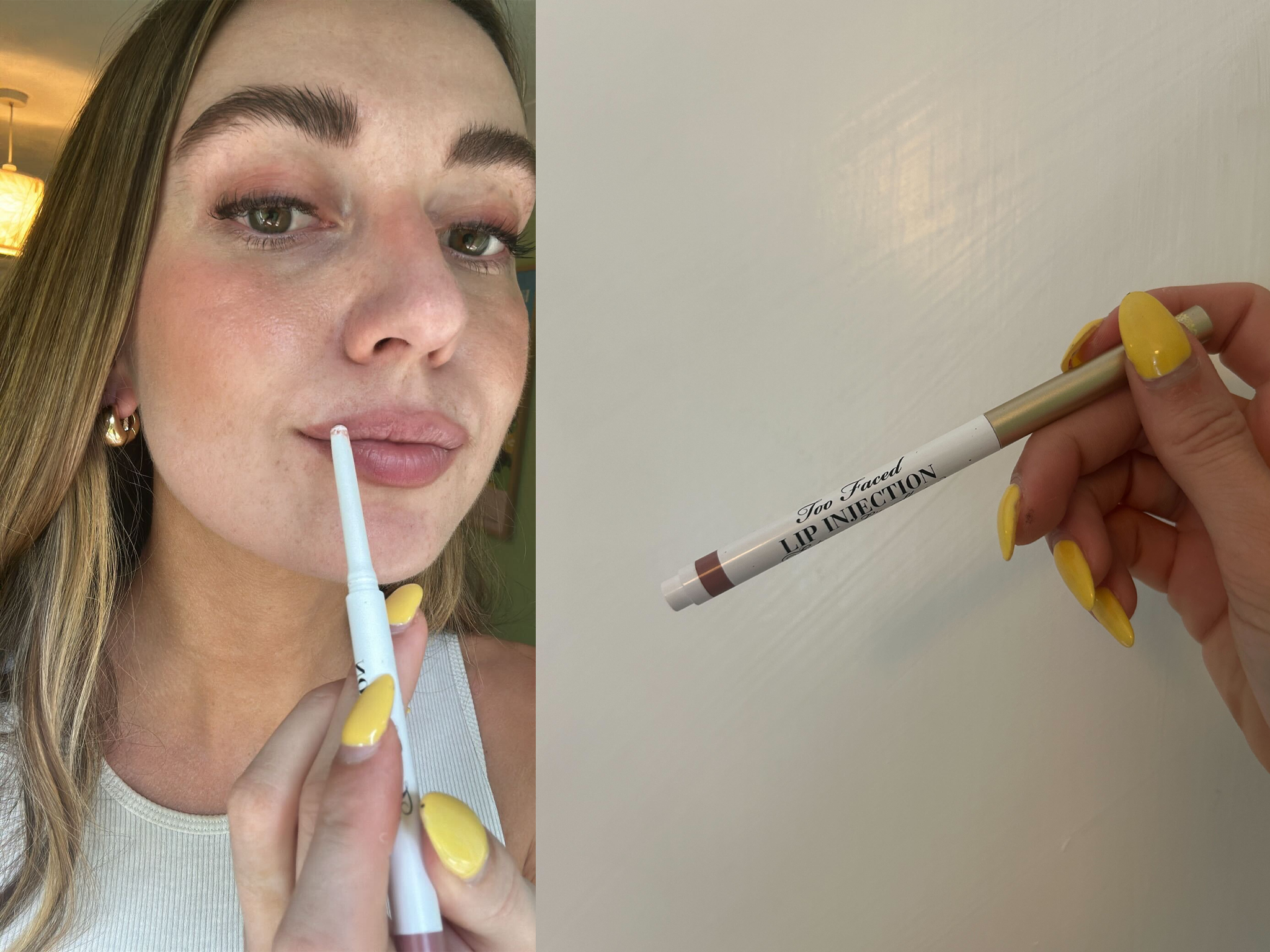 Applying the Too Faced lip injection liner