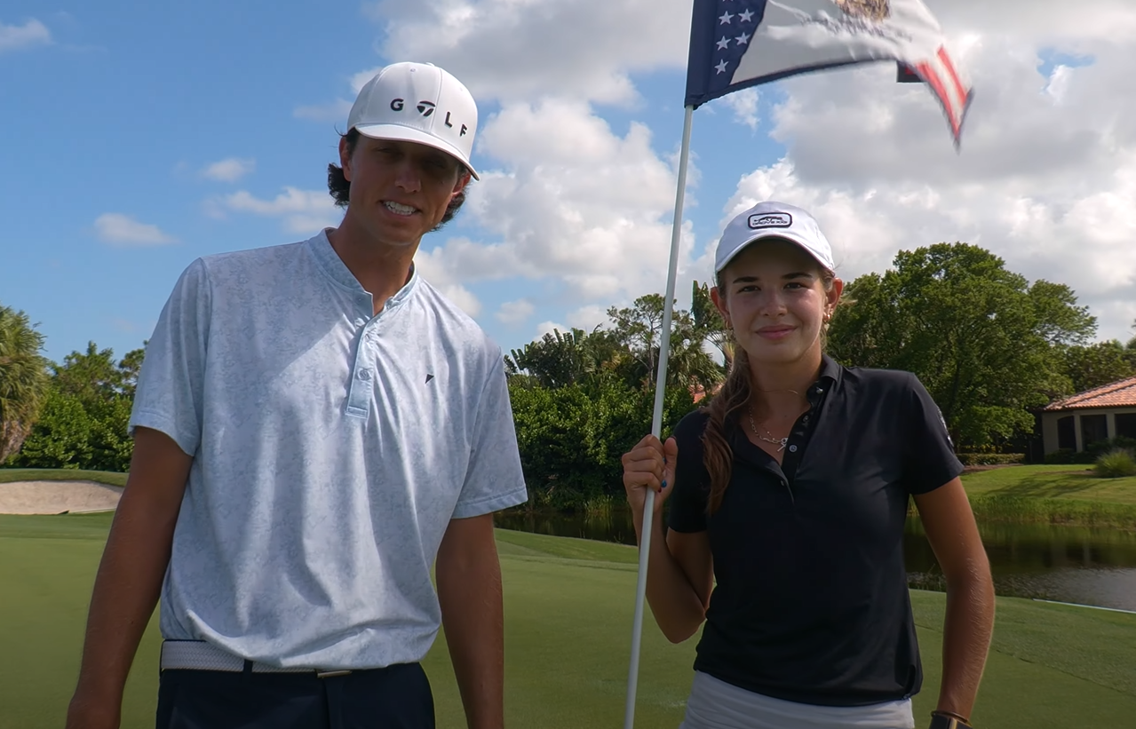 Kai Trump and Grant Horvat went head-to-head at Trump National Golf Club in Jupiter, Flordia, in a video posted on Monday