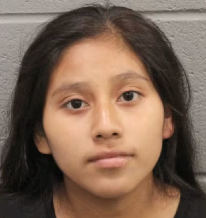 Everilda Cux-Ajtzalam pictured in a booking photo. Police say she left her newborn son in a dumpster after giving birth outside the taco truck where she works in Houston, Texas