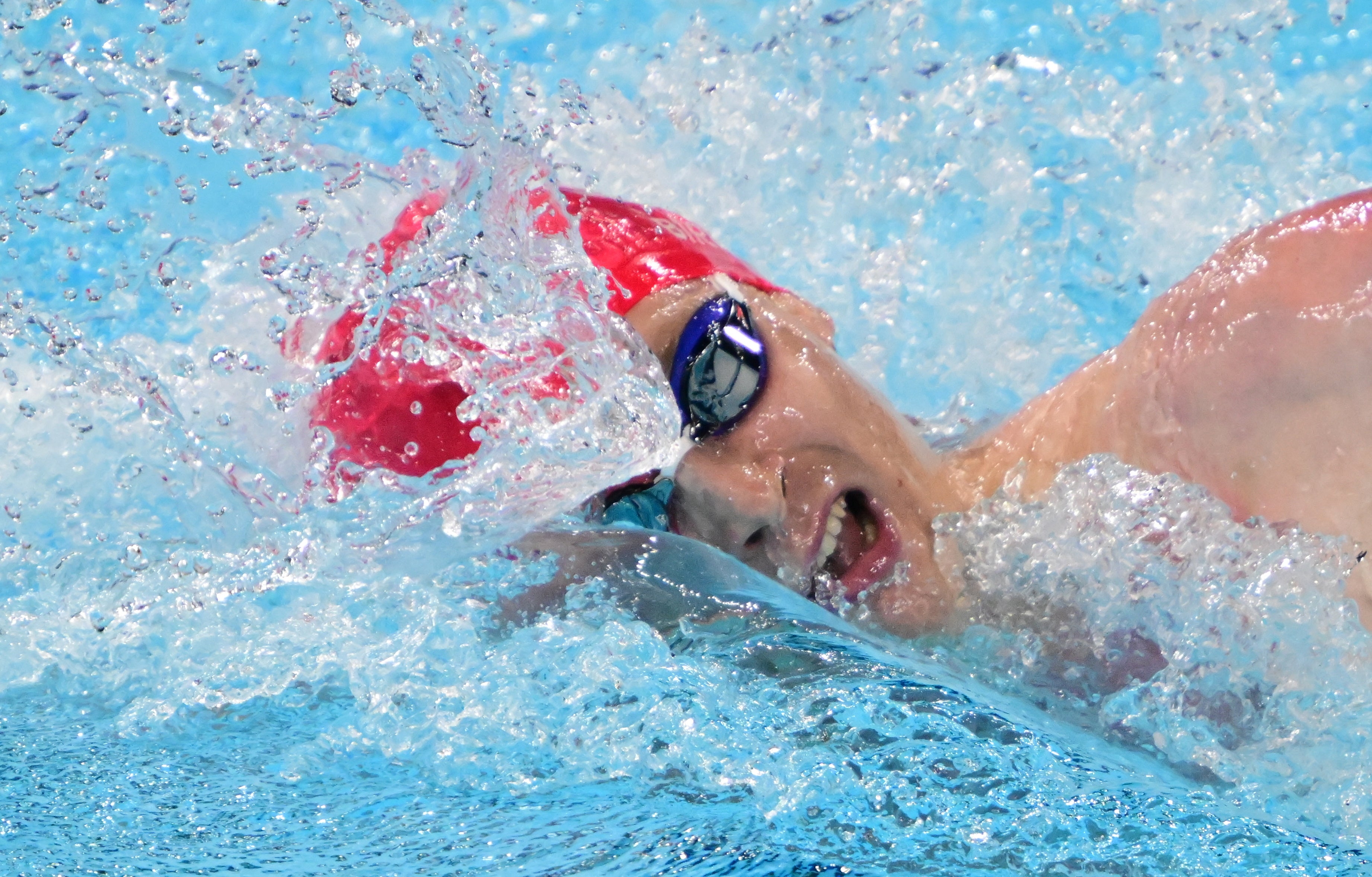 James Guy swims at La Defense Arena at the Paris Olympics