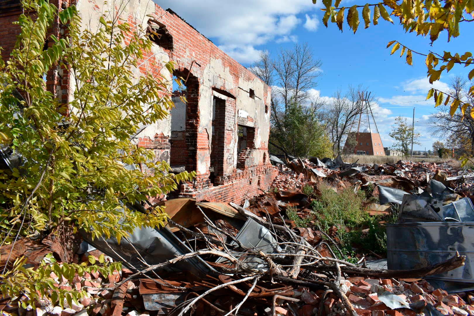 The ruins of a building that was part of a Native American boarding school on the Rosebud Sioux Reservation