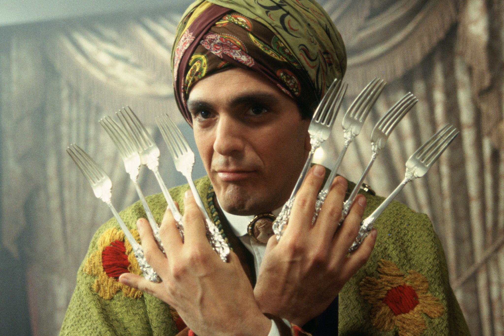 Utterly cutlery: Hank Azaria wields forks as crime-fighter the Blue Raja in ‘Mystery Men’