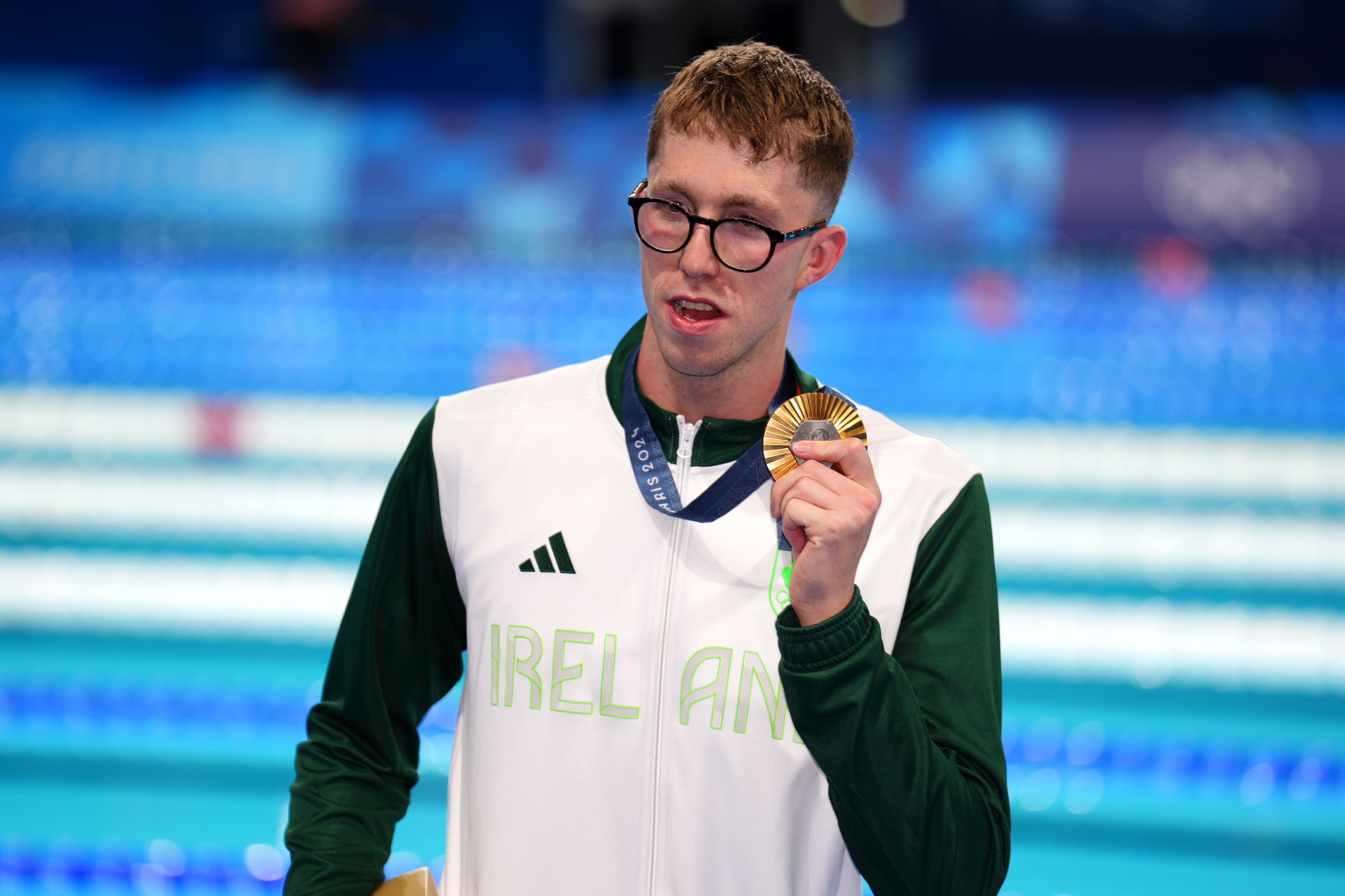 Ireland’s Daniel Wiffen poses with his gold medal (John Walton, PA)